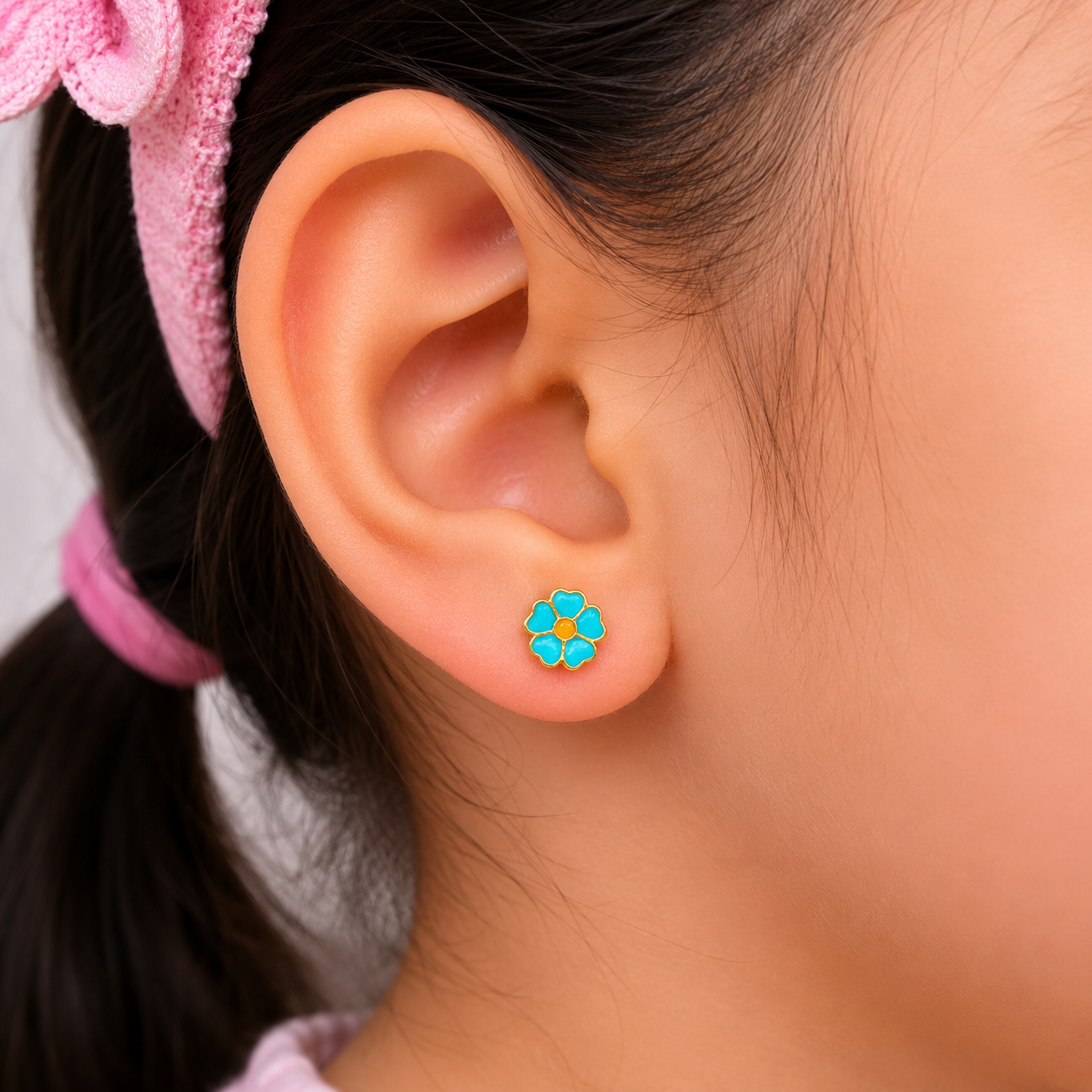 Charming Bloom Gold Earrings for Kids