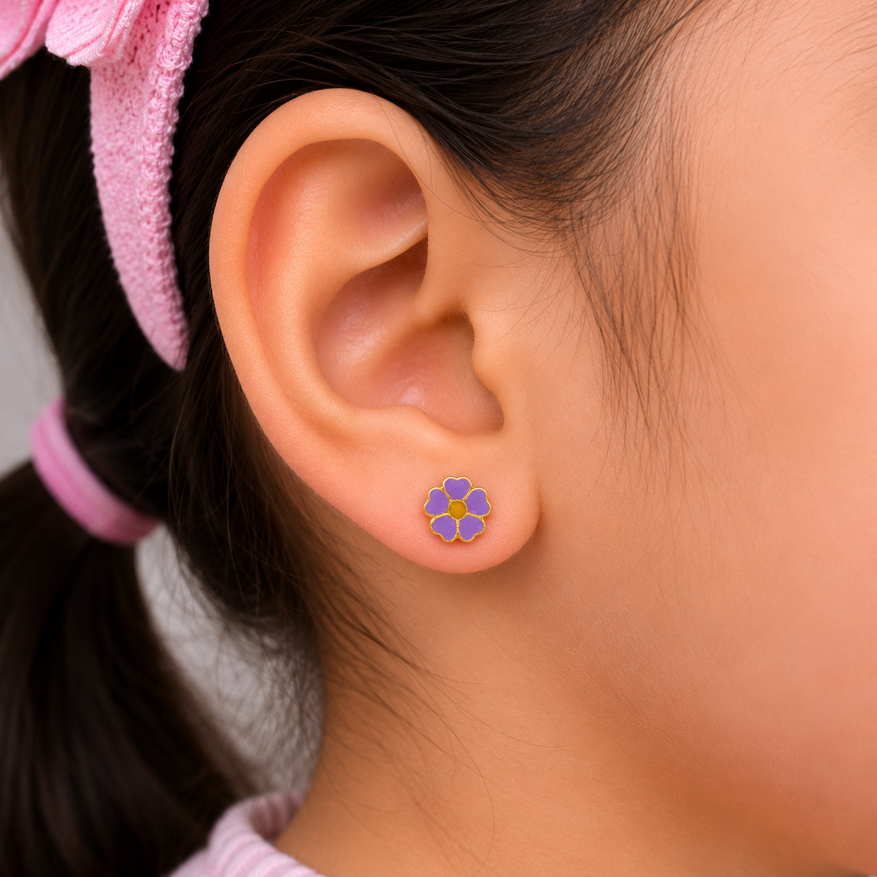 Wonderous Flower Gold Earrings for Kids