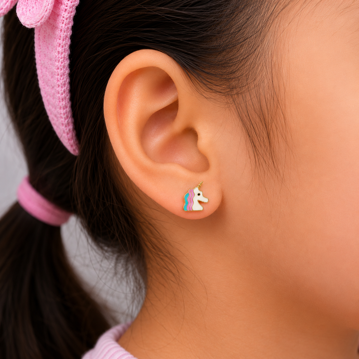 Gold Charming Unicorn Earrings for Kids