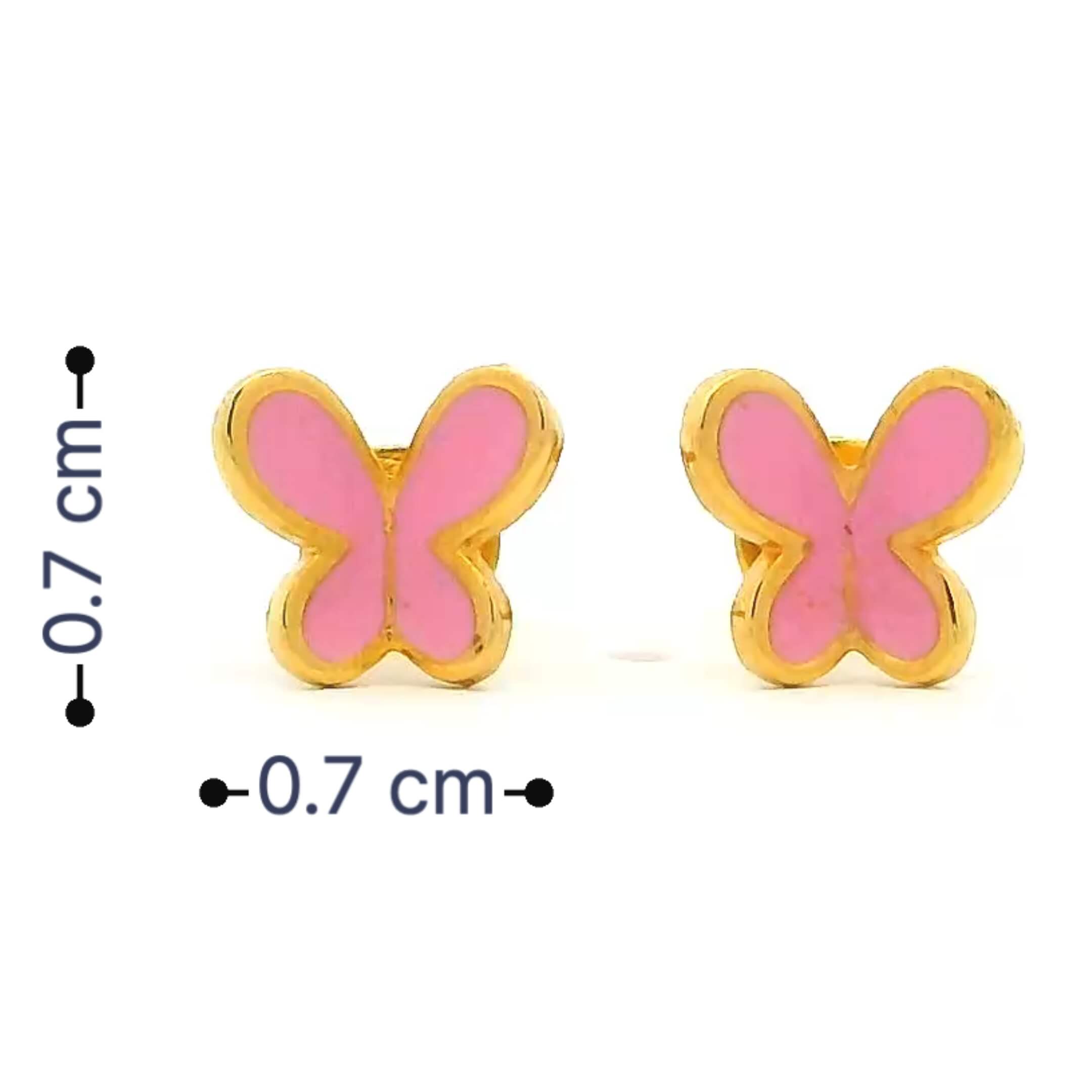 Pink Flutter 18K Gold Earrings for Kids
