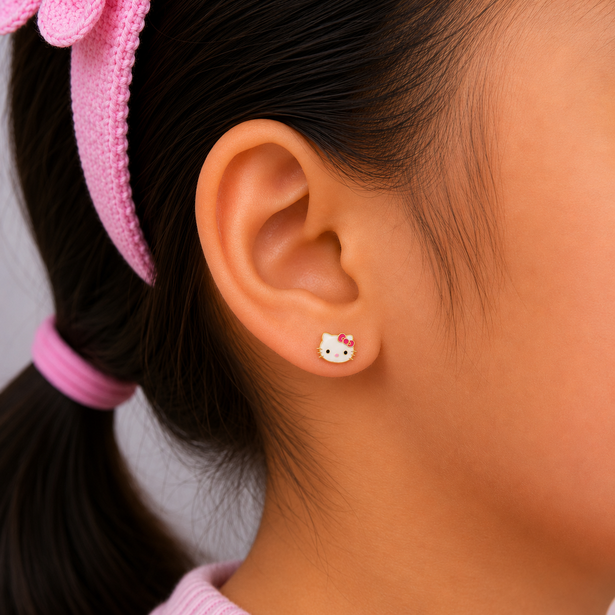 Cute Kitty Gold Earrings for Kids