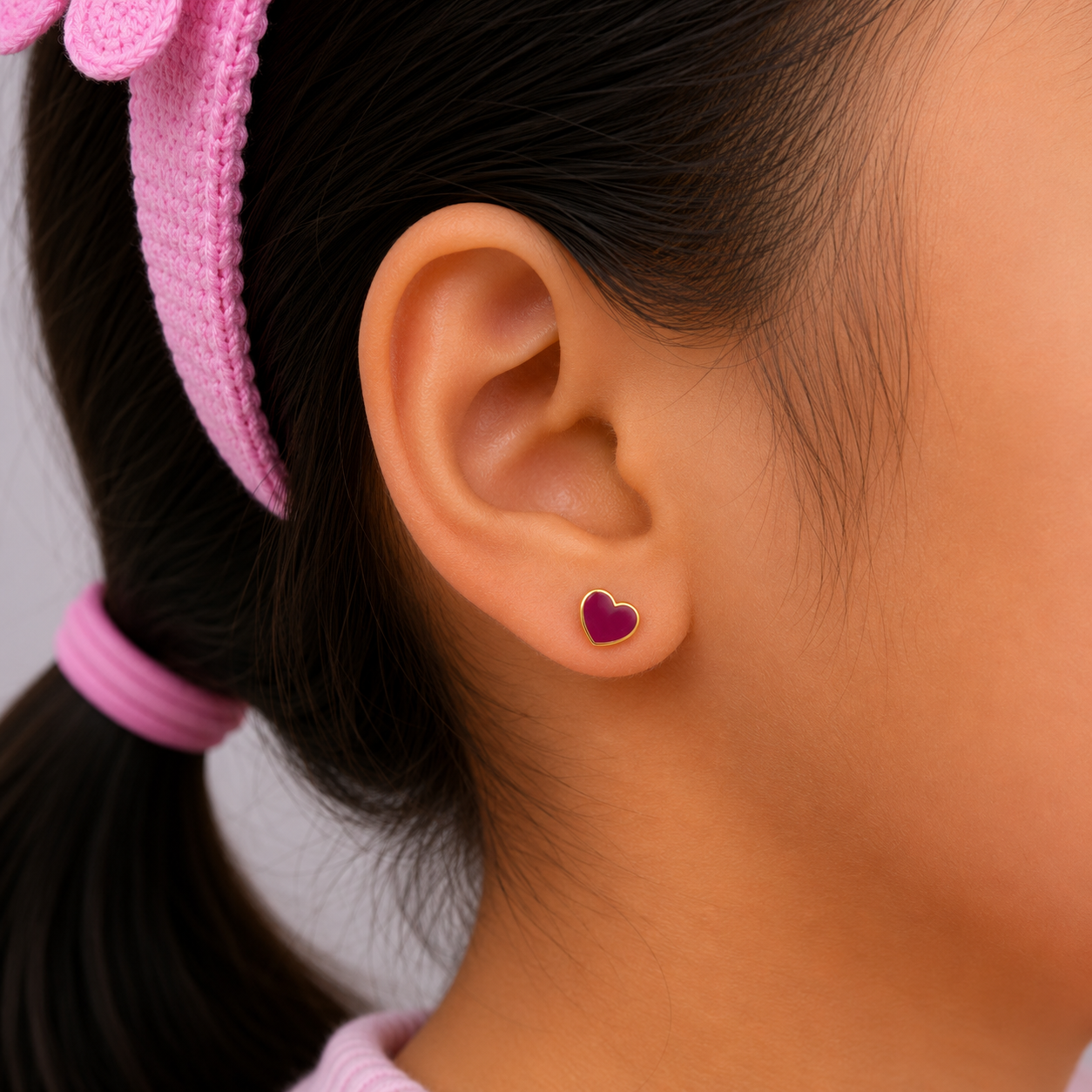 Lucky Hearts Gold Earring for Kids