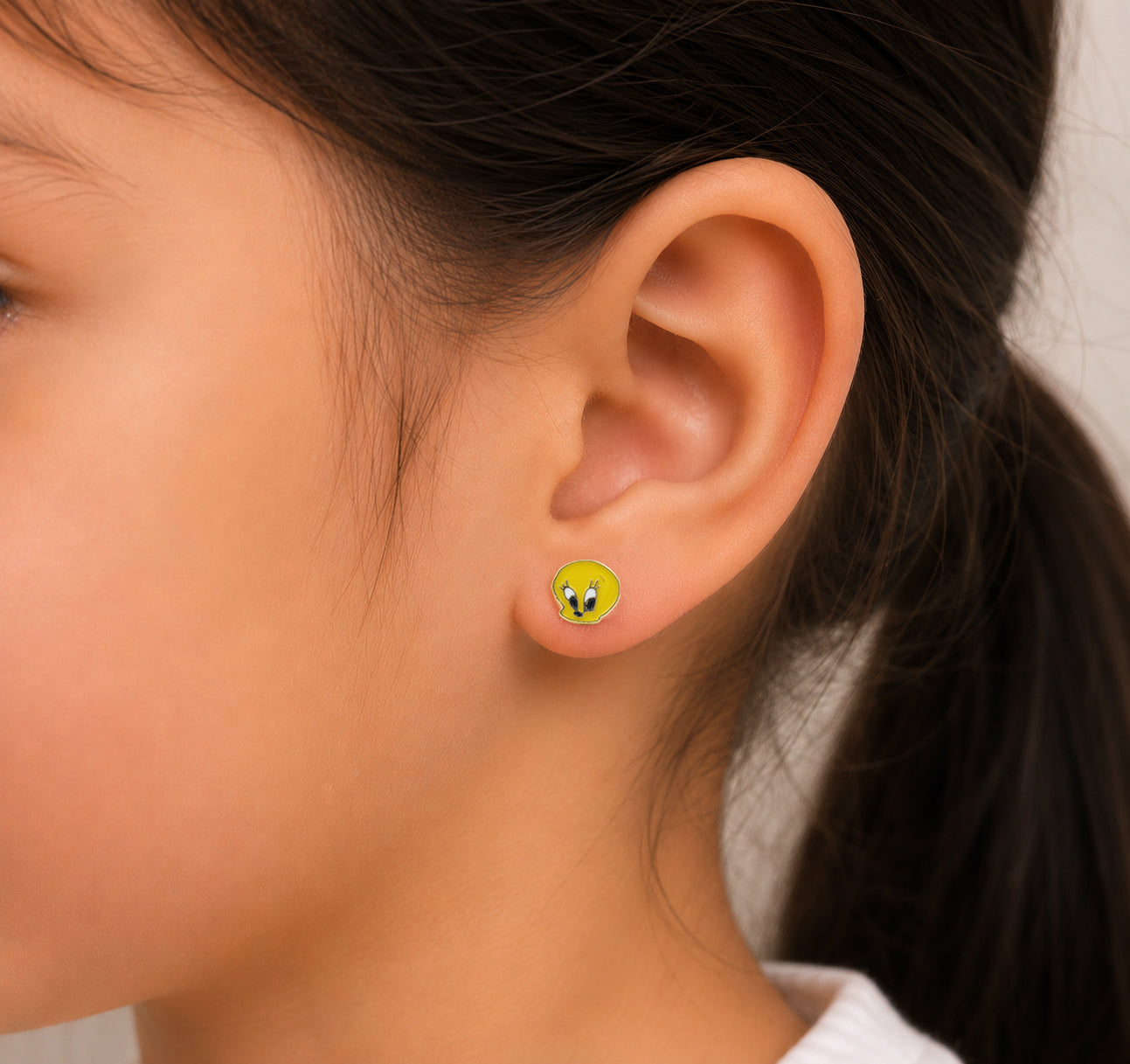 Cute Golden Tweety Bird Earrings for Kids