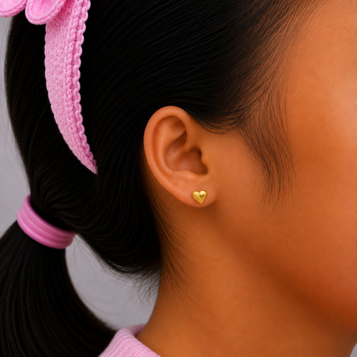 Petite Heart Gold Earrings for Kids