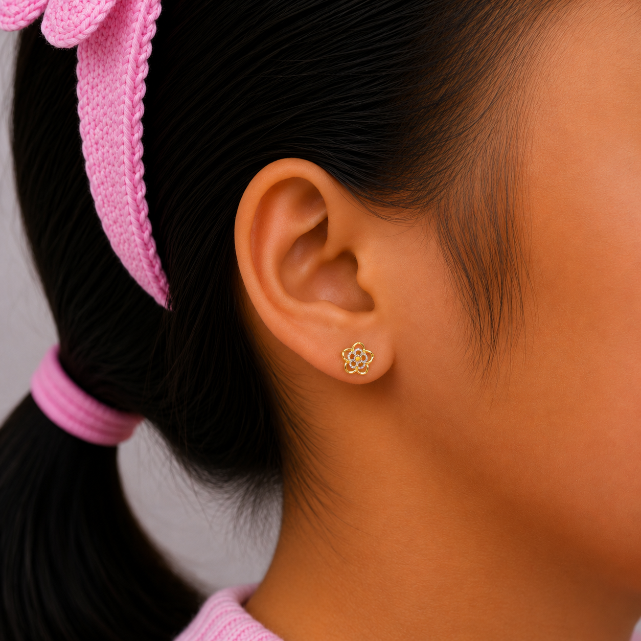 Starry Bloom Gold Earrings for Kids