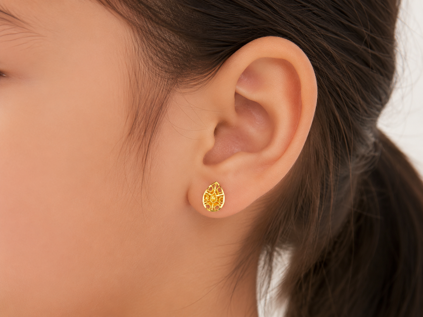 Charming Glow Gold Earrings for Kids