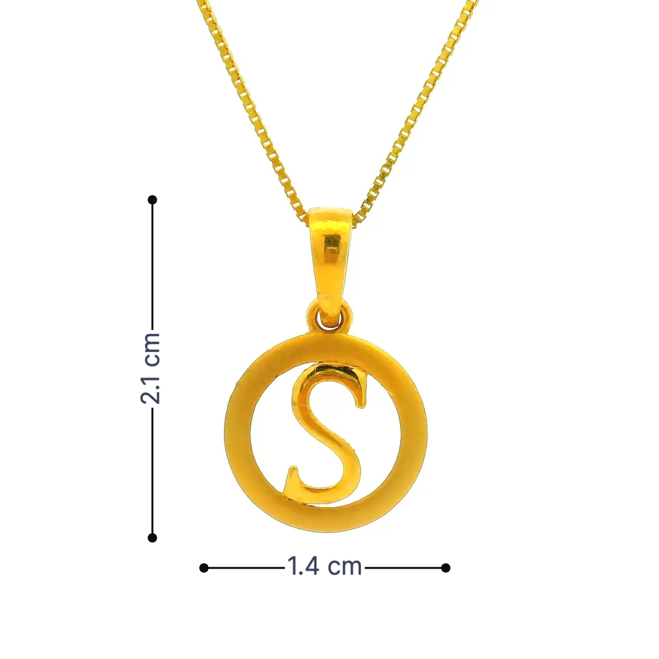 Shimmering S Gold Locket for Kids 22K