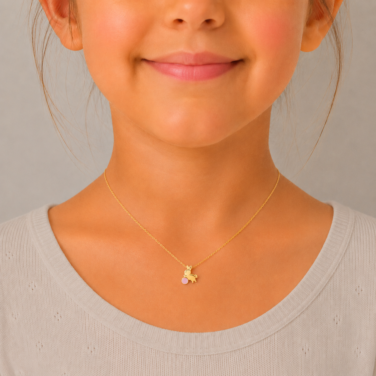 Happy Bunny Gold Locket for Kids