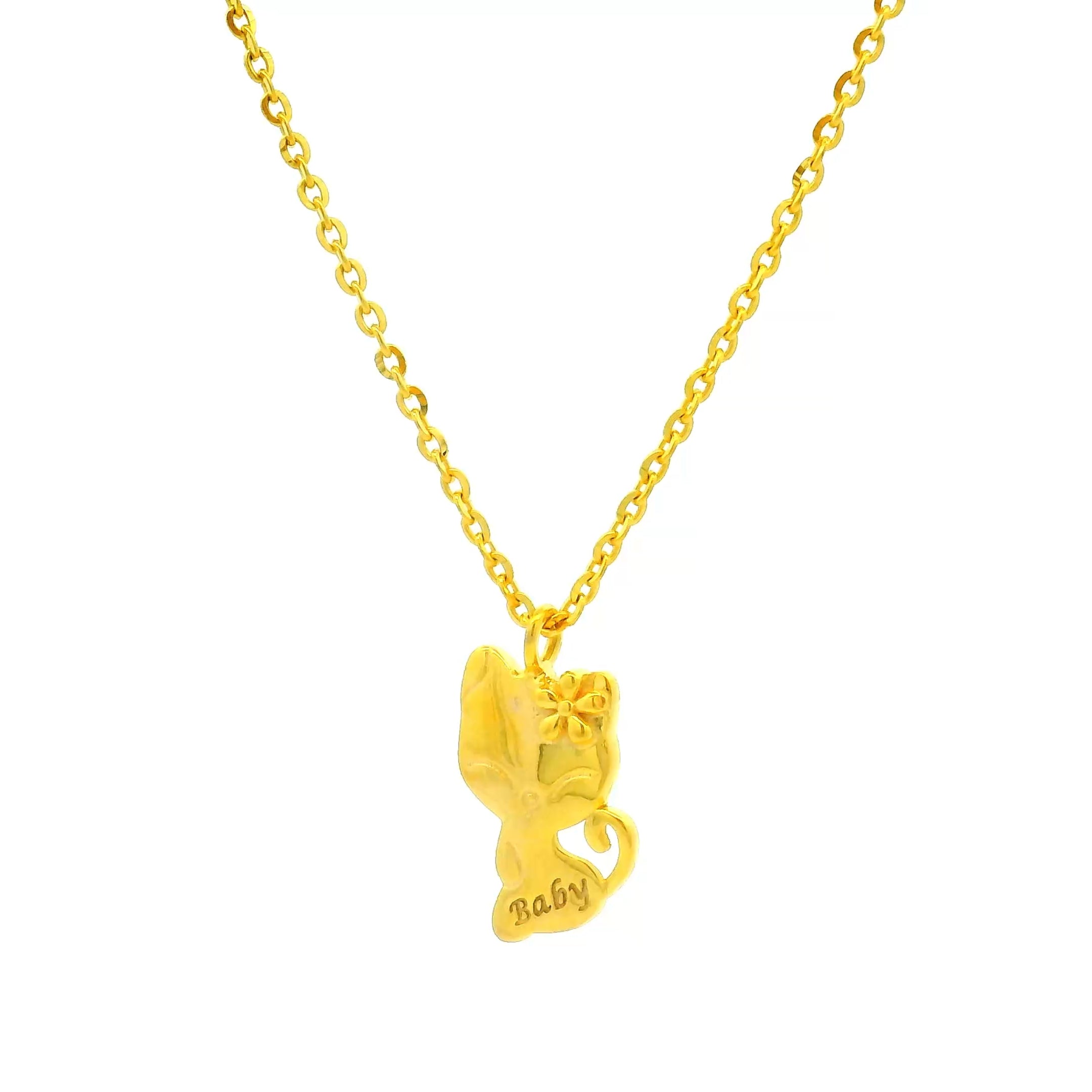 Pretty Kitty Gold Locket with Chain for Kids
