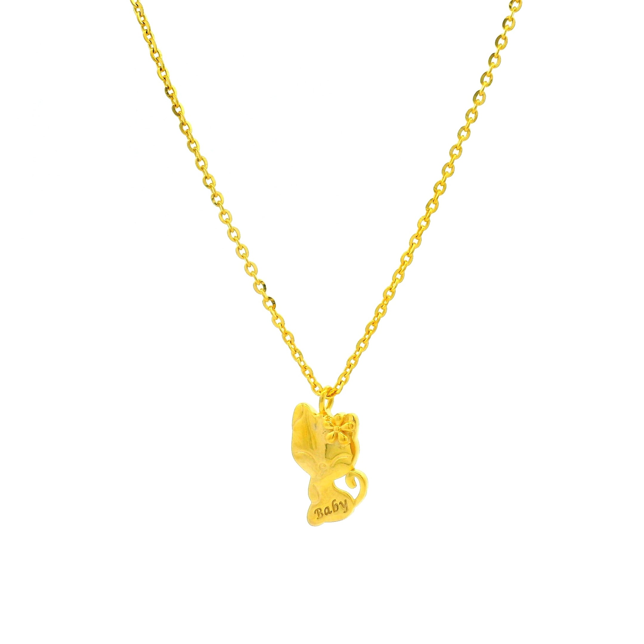 Pretty Kitty Gold Locket with Chain for Kids