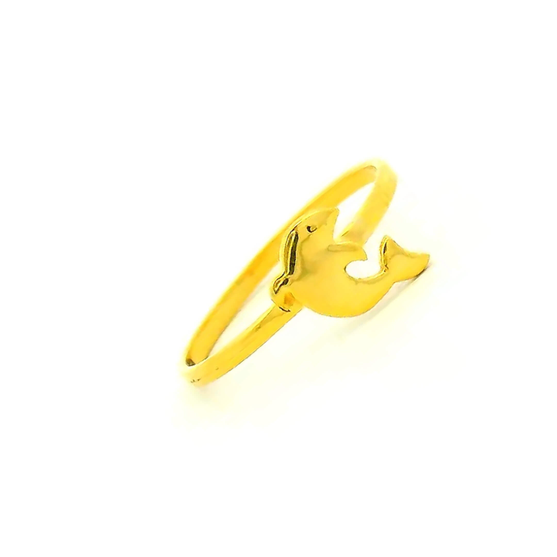 Adorable Giggly Dolphin Gold Ring for Kids
