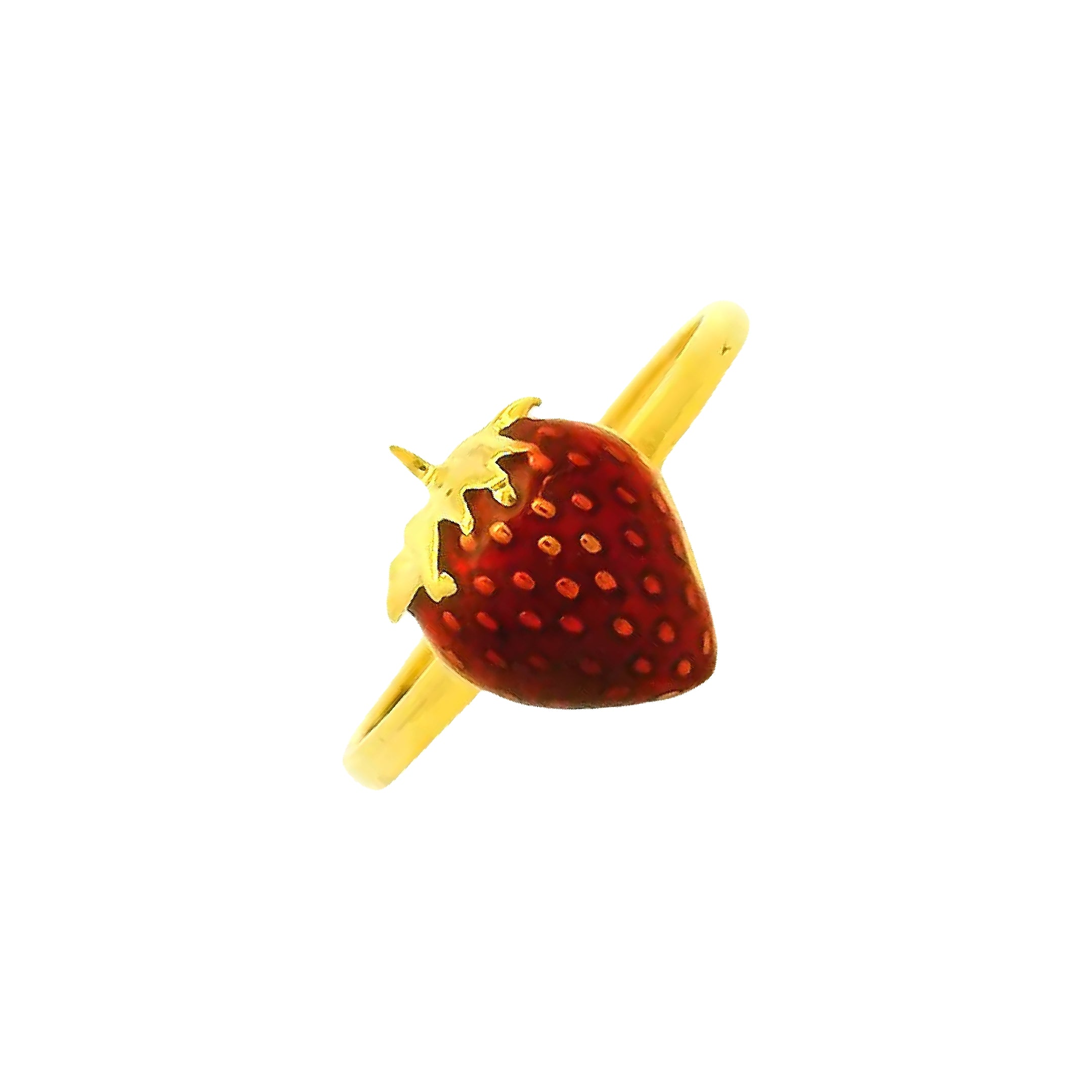 Pretty Strawberry Charm Gold Kids Ring