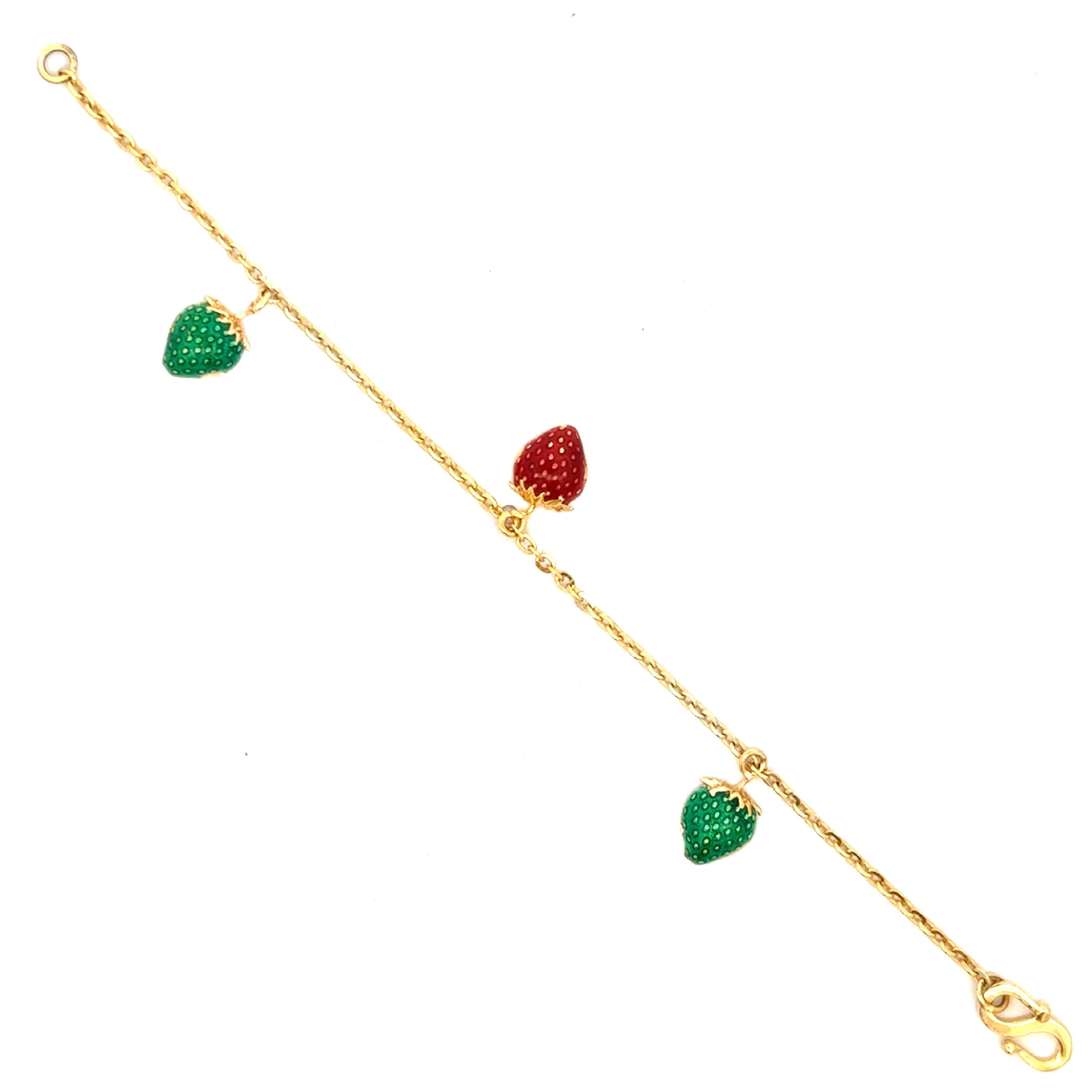 Adorable Strawberry Charms Gold Infant Bracelet