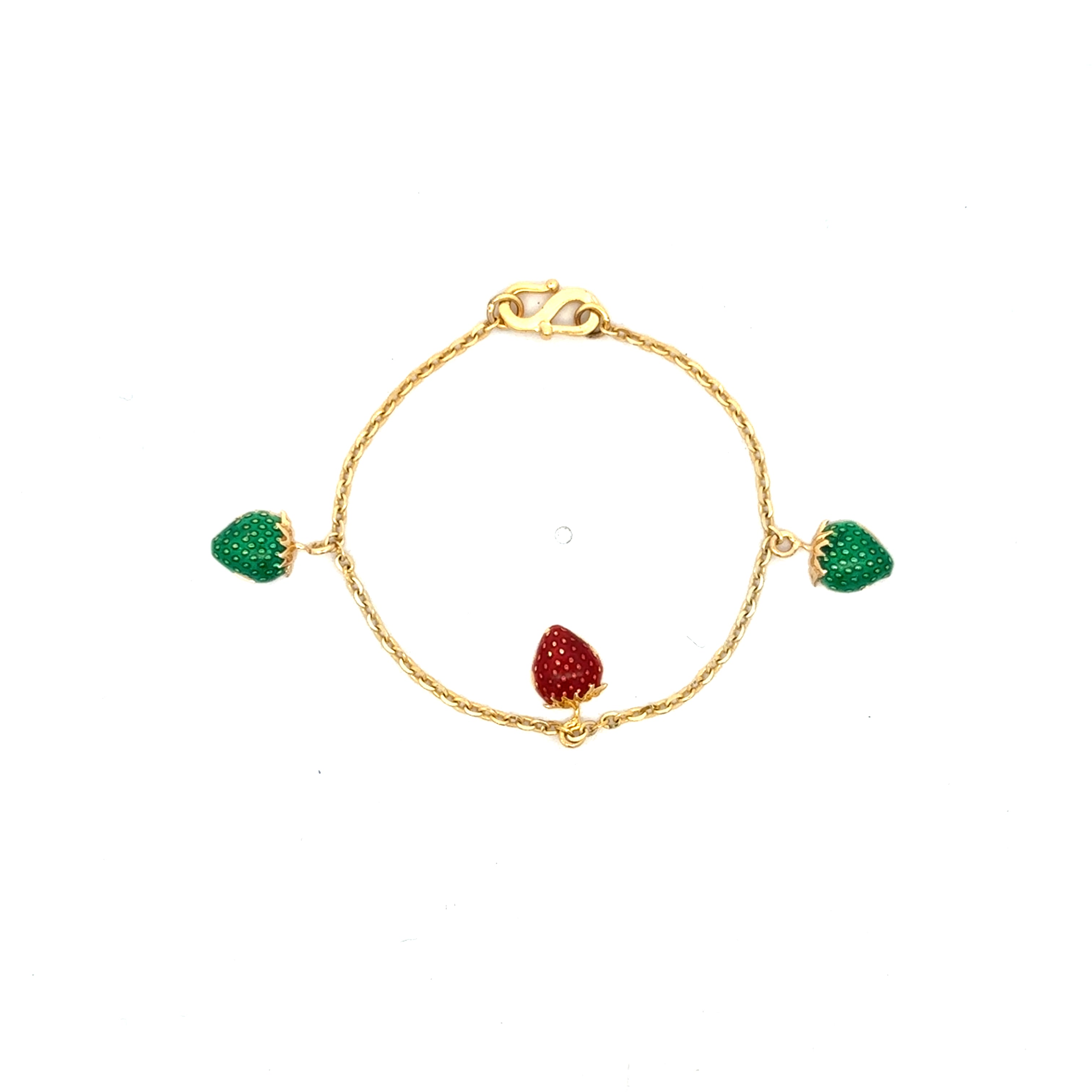 Adorable Strawberry Charms Gold Infant Bracelet