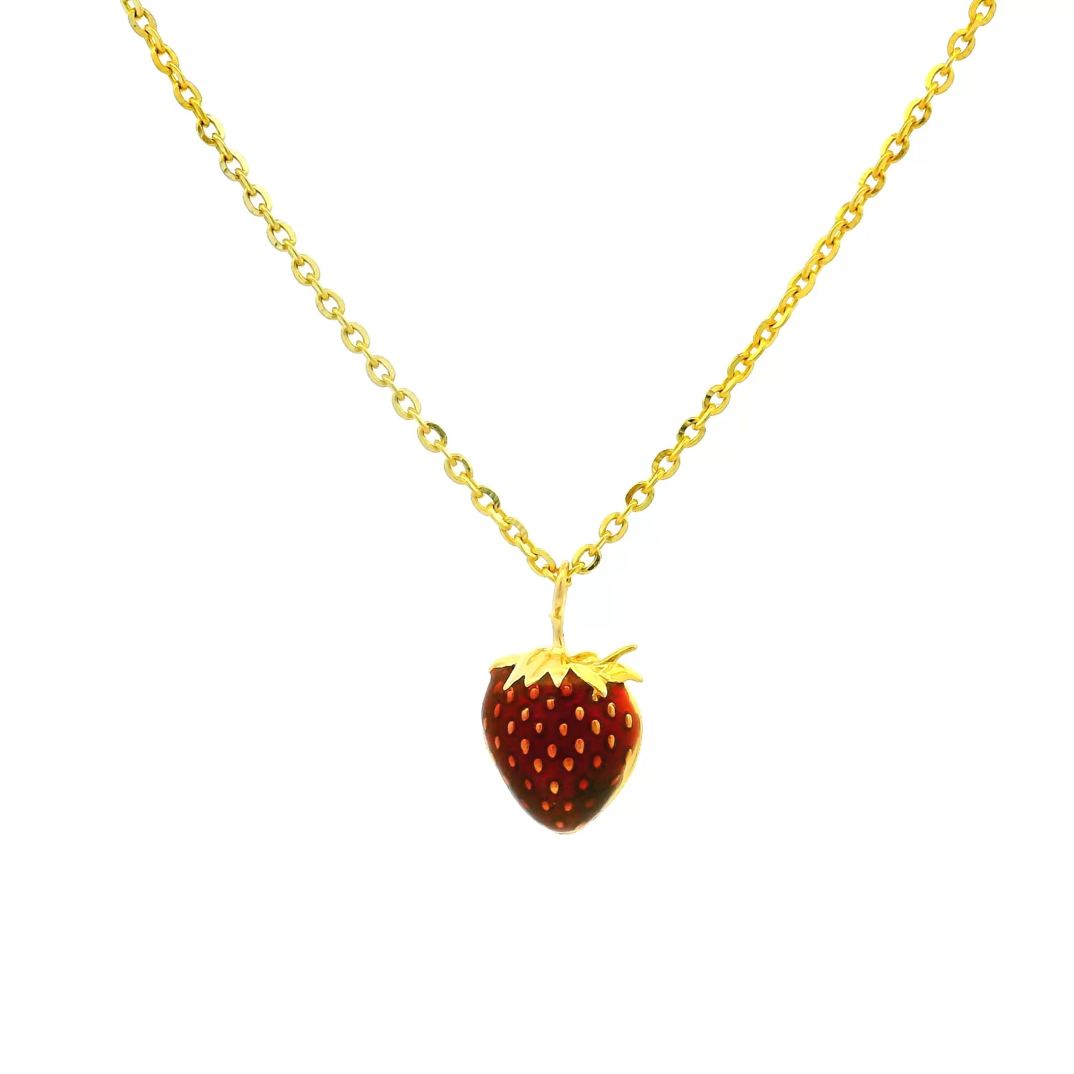 Yummy Strawberry Gold Locket with Chain for Kids