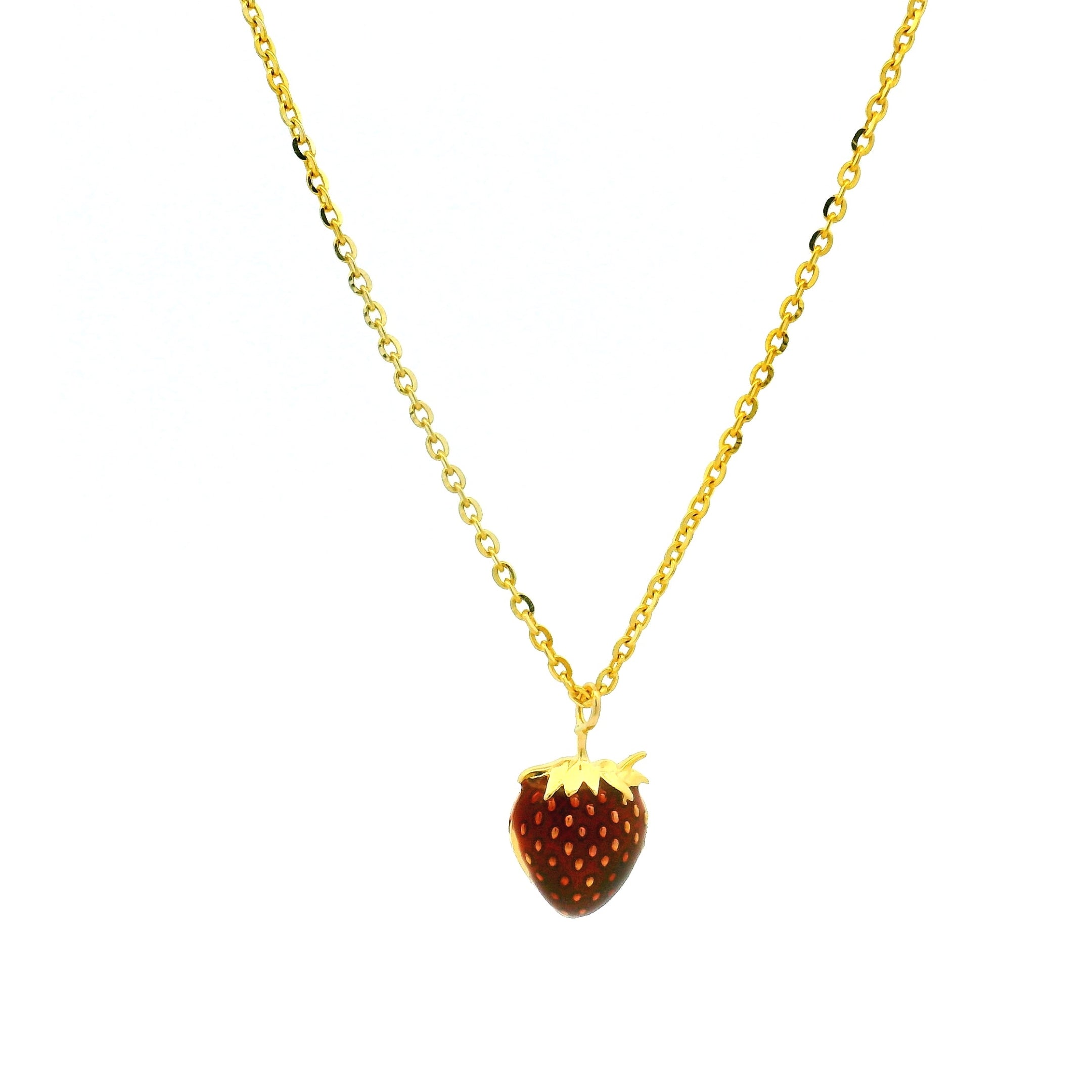 Yummy Strawberry Gold Locket with Chain for Kids