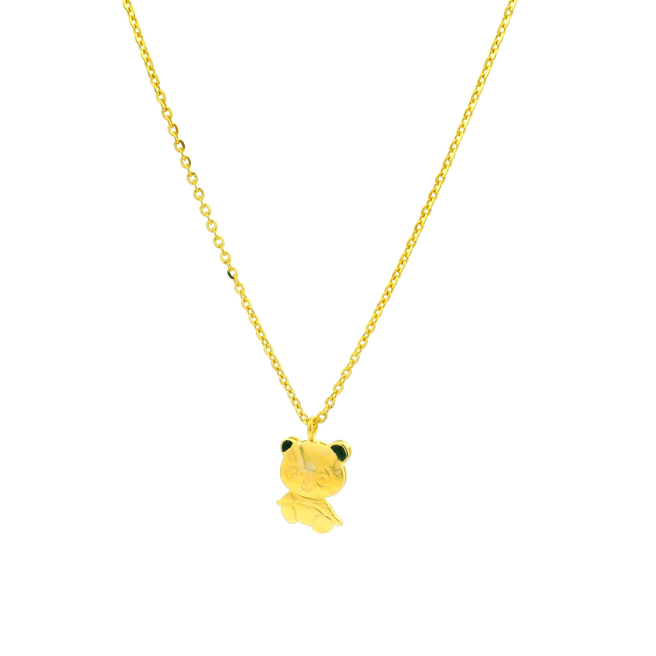 Gold Cuddly Panda Locket with Chain for Kids