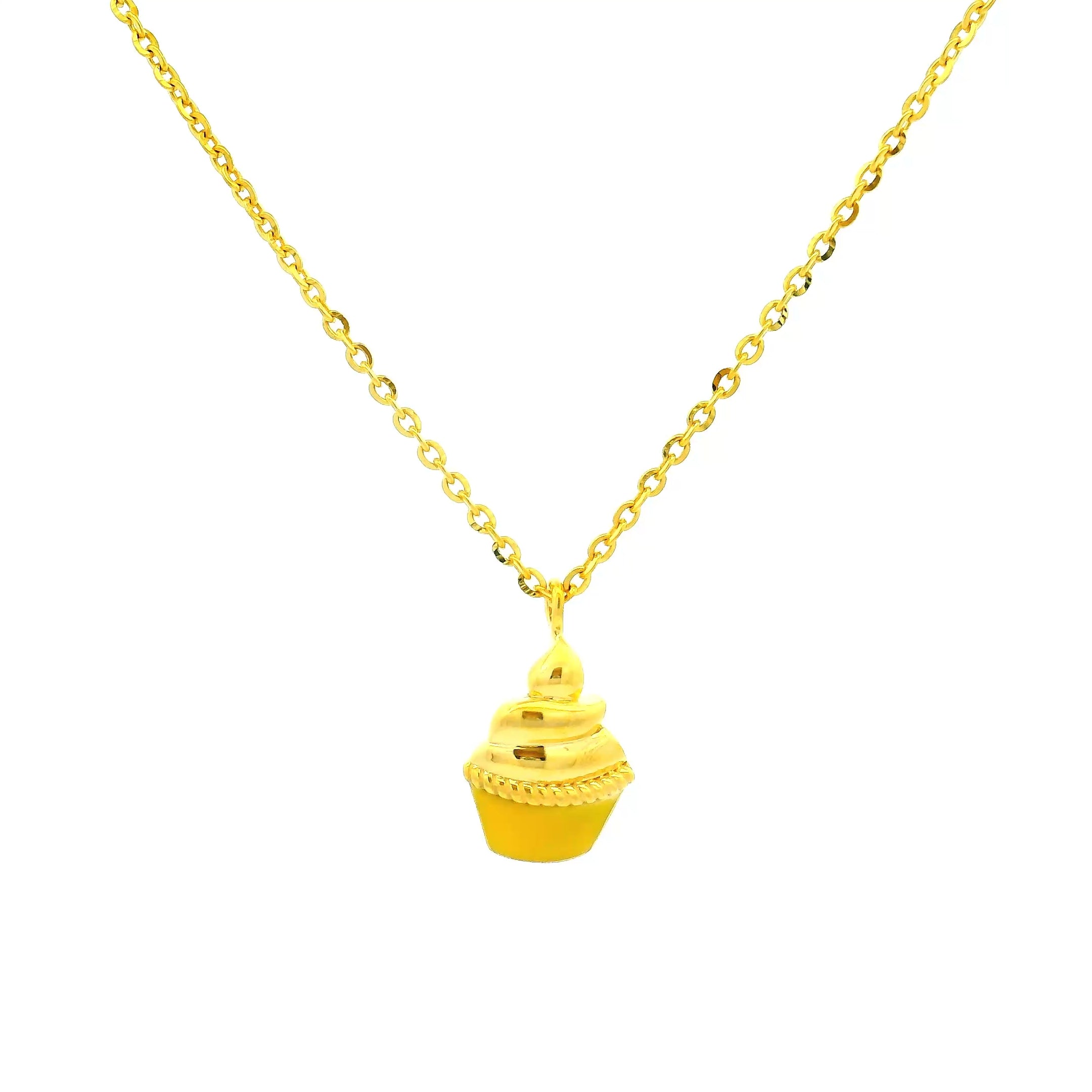 Gold Yummy Cupcake Locket with Chain for Kids