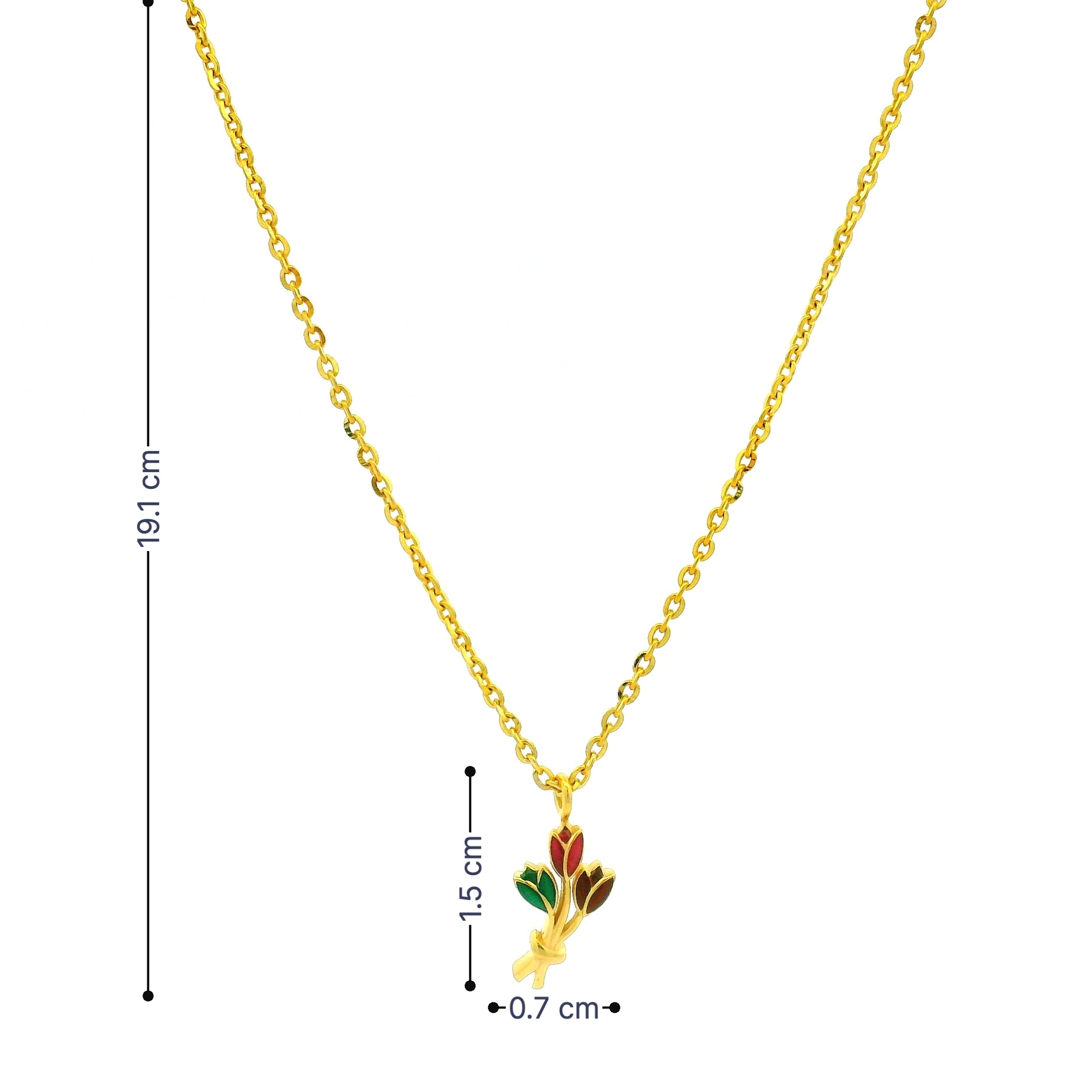 Gold Colorful Tulips Locket with Chain for Kids