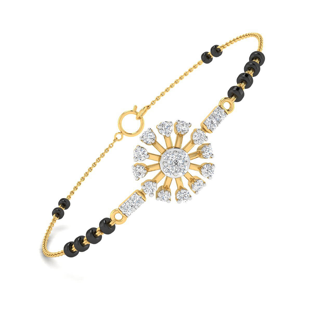 Elegant Full Blossom 18K Diamond Mangalsutra Bracelet