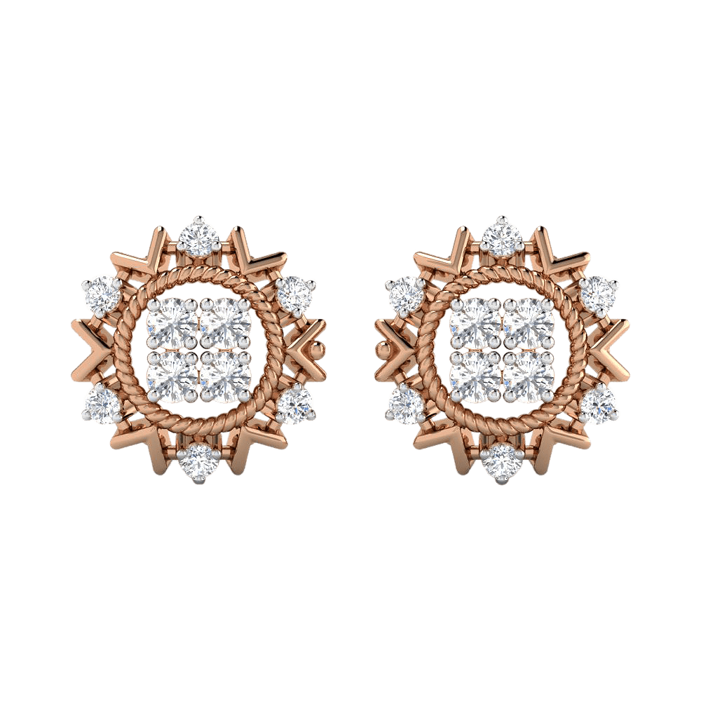 18K Effortlessly Modern Sun Motif Gold Studs