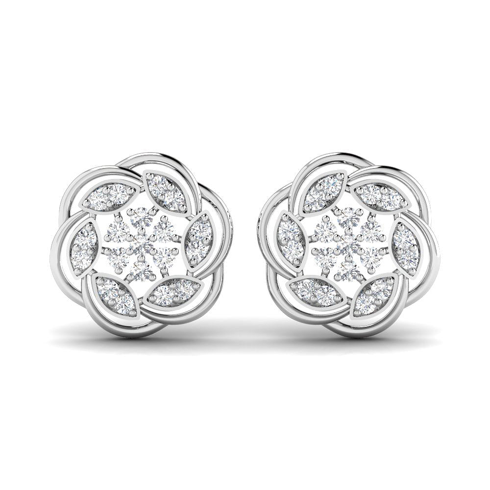 18K Diamond Floral Studs with Pure Grace