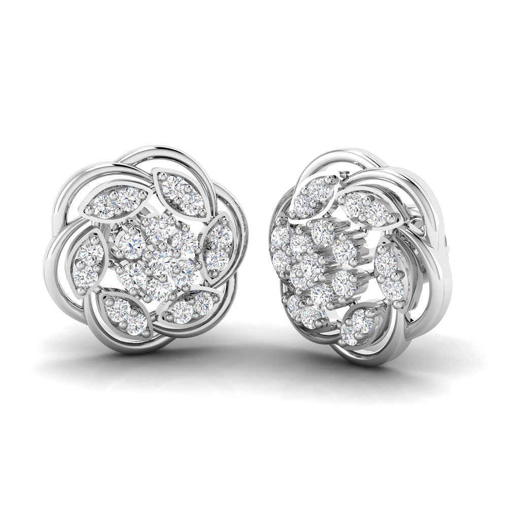 18K Diamond Floral Studs with Pure Grace