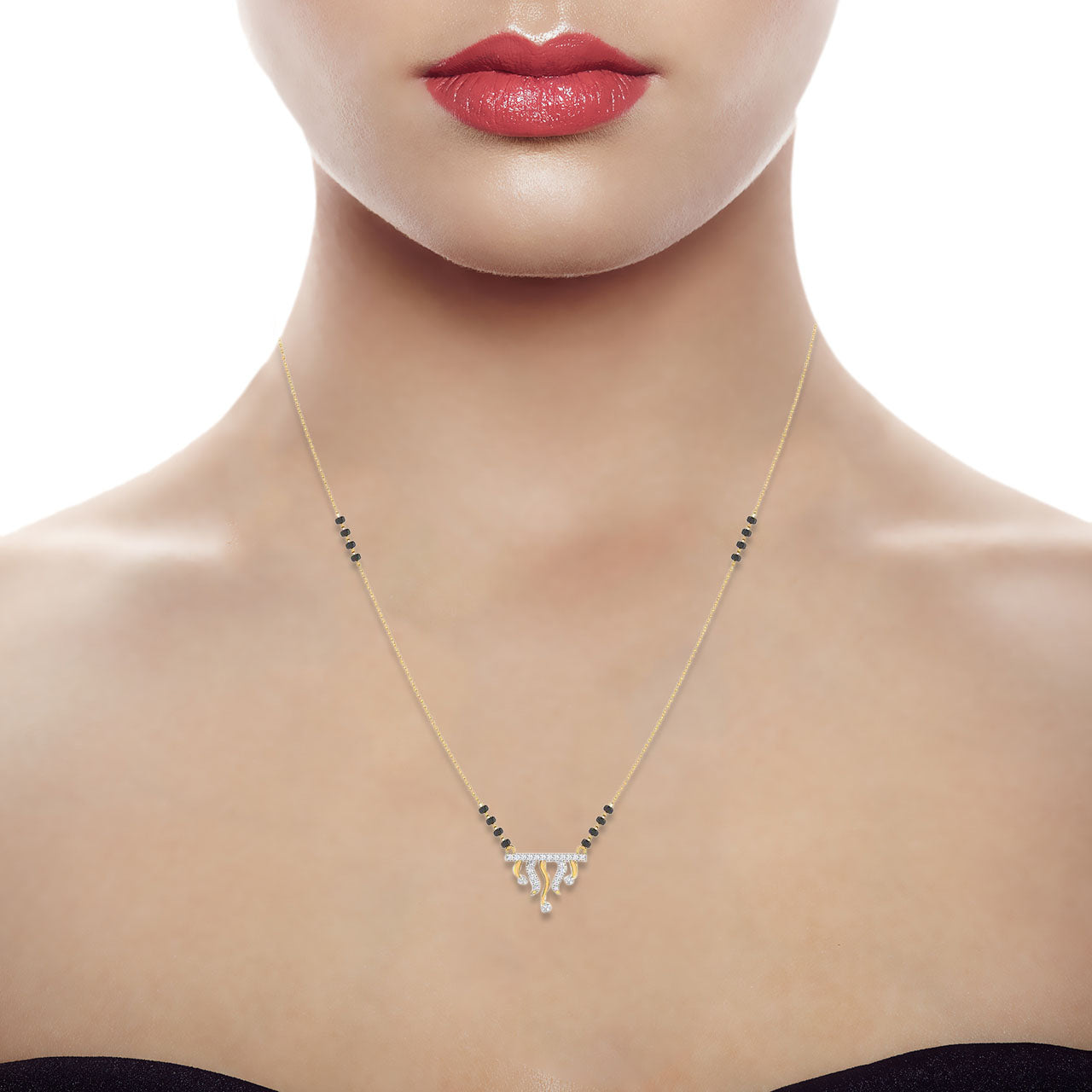Dazzling Waves Diamond Short Mangalsutra 18K