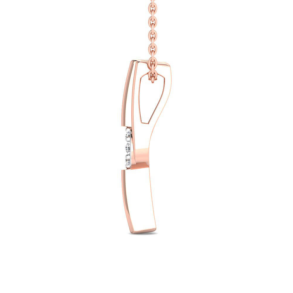 Slender Rosy Sparke Diamond Rose Gold Pendant