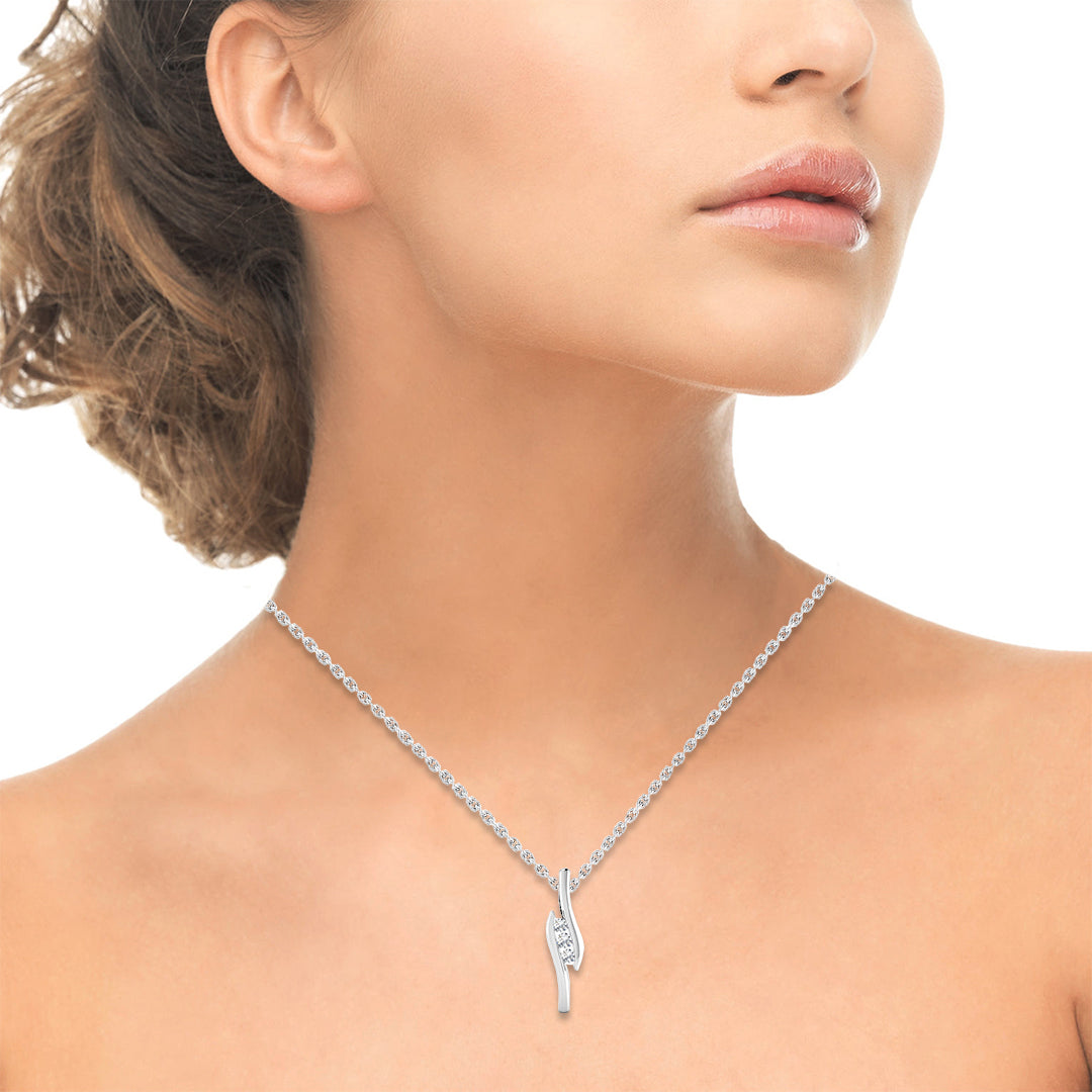 Slender Shine Diamond White Gold Pendant