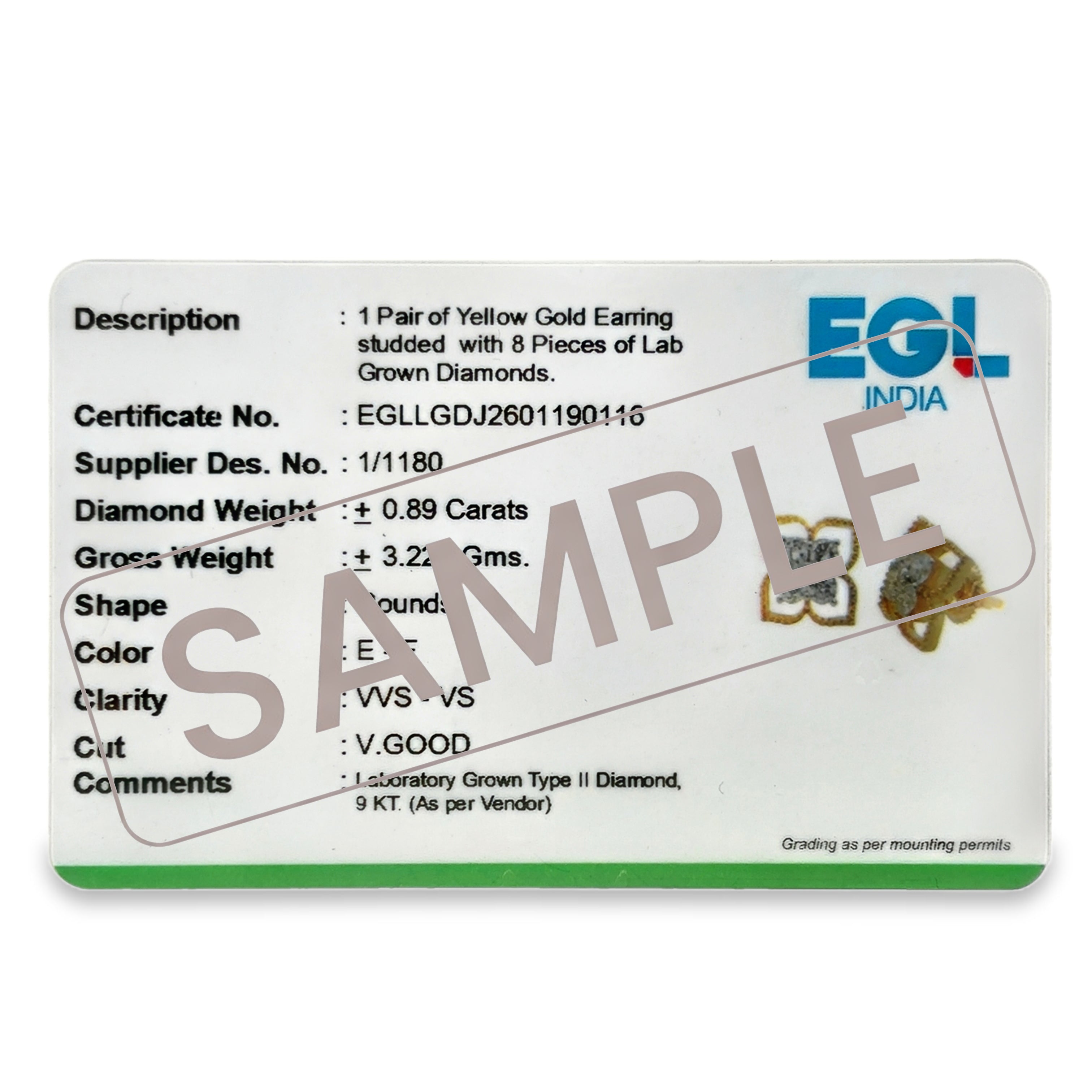 9K Lab Grown Diamond Earrings