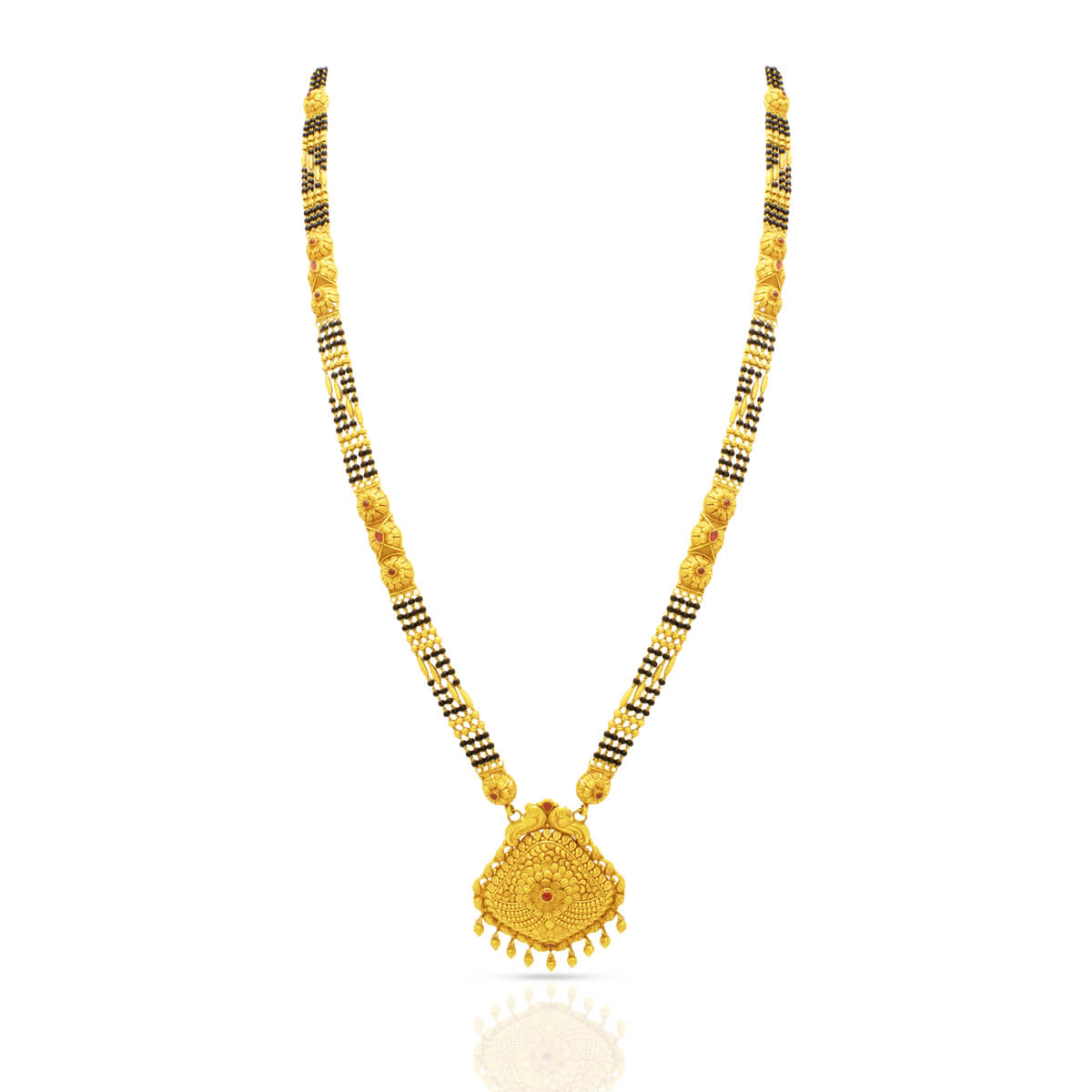 22K Chic Minimalist Floral Gold Long Mangalsutra