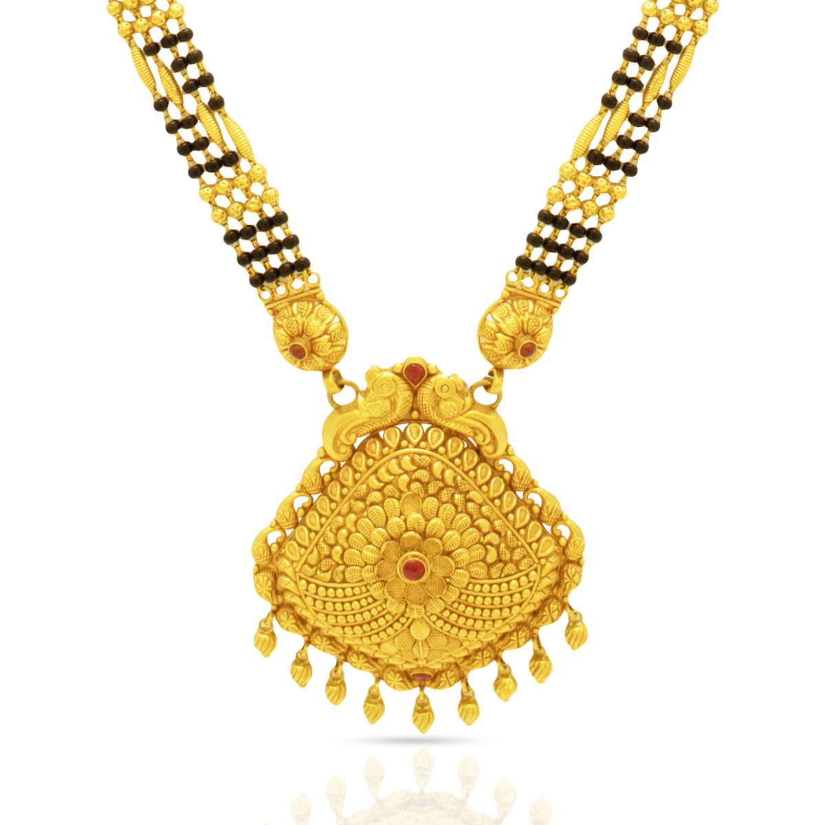 22K Chic Minimalist Floral Gold Long Mangalsutra