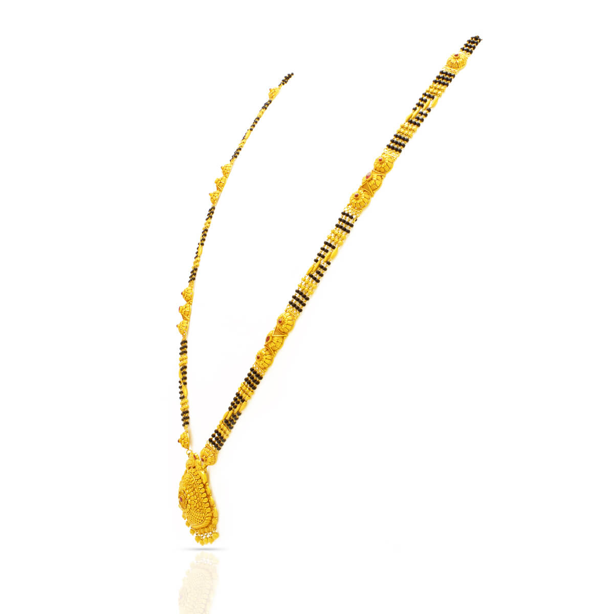 22K Chic Minimalist Floral Gold Long Mangalsutra