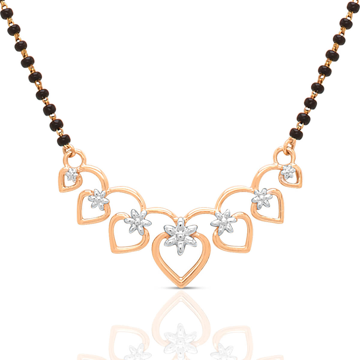 Elegance Heart Motif Gold Short Mangalsutra