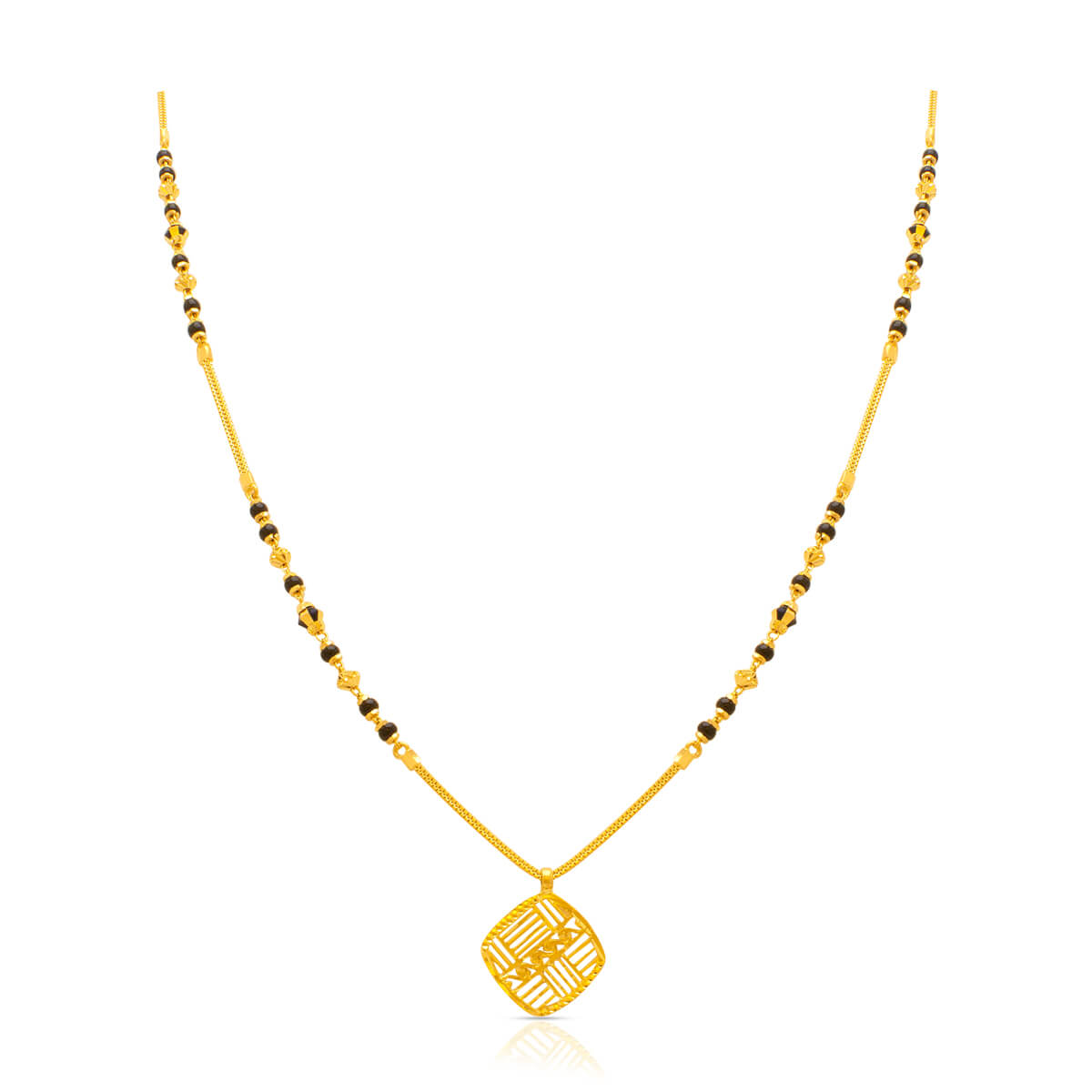 Elegant Geometric Pattern 22K Gold Short Mangalsutra