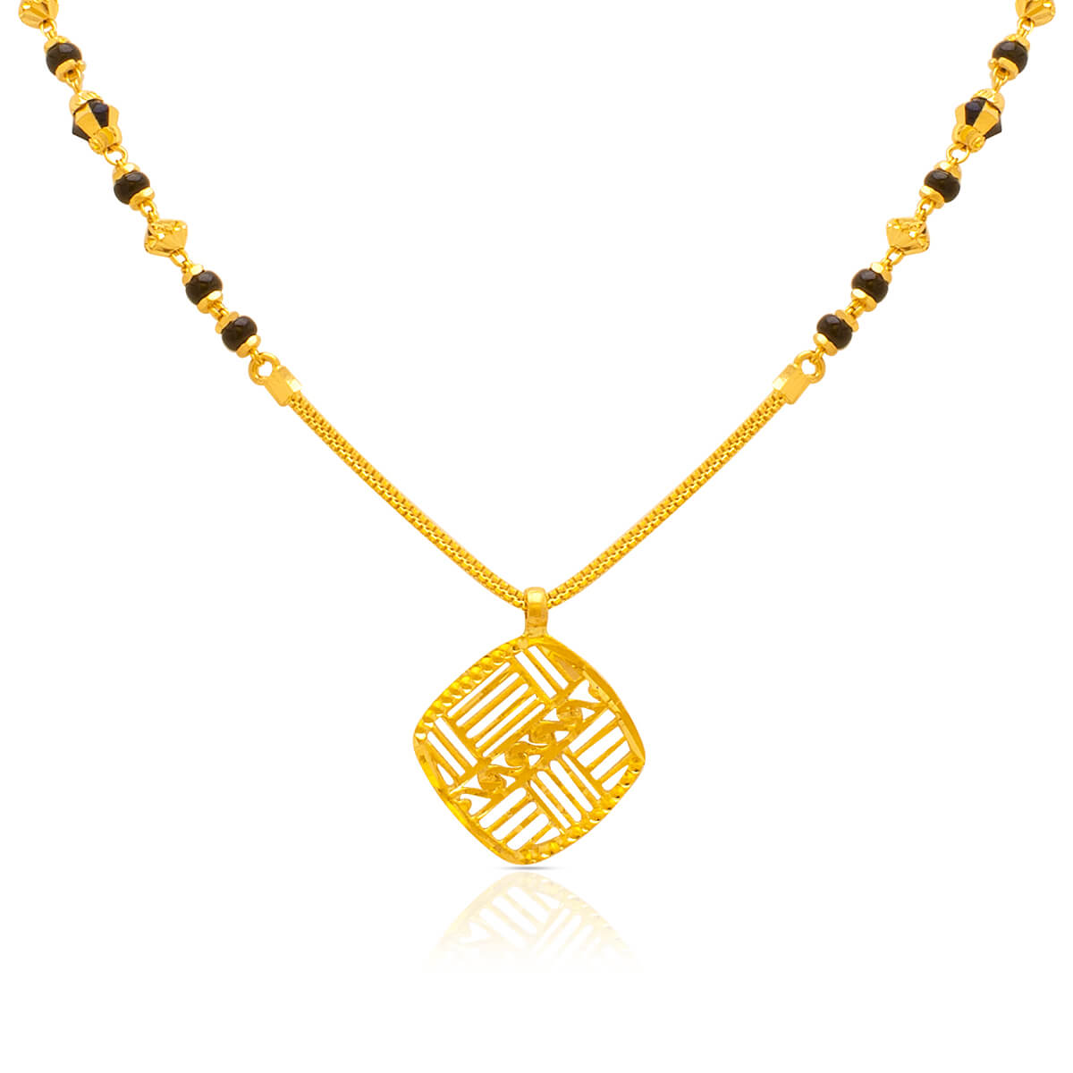 Elegant Geometric Pattern 22K Gold Short Mangalsutra