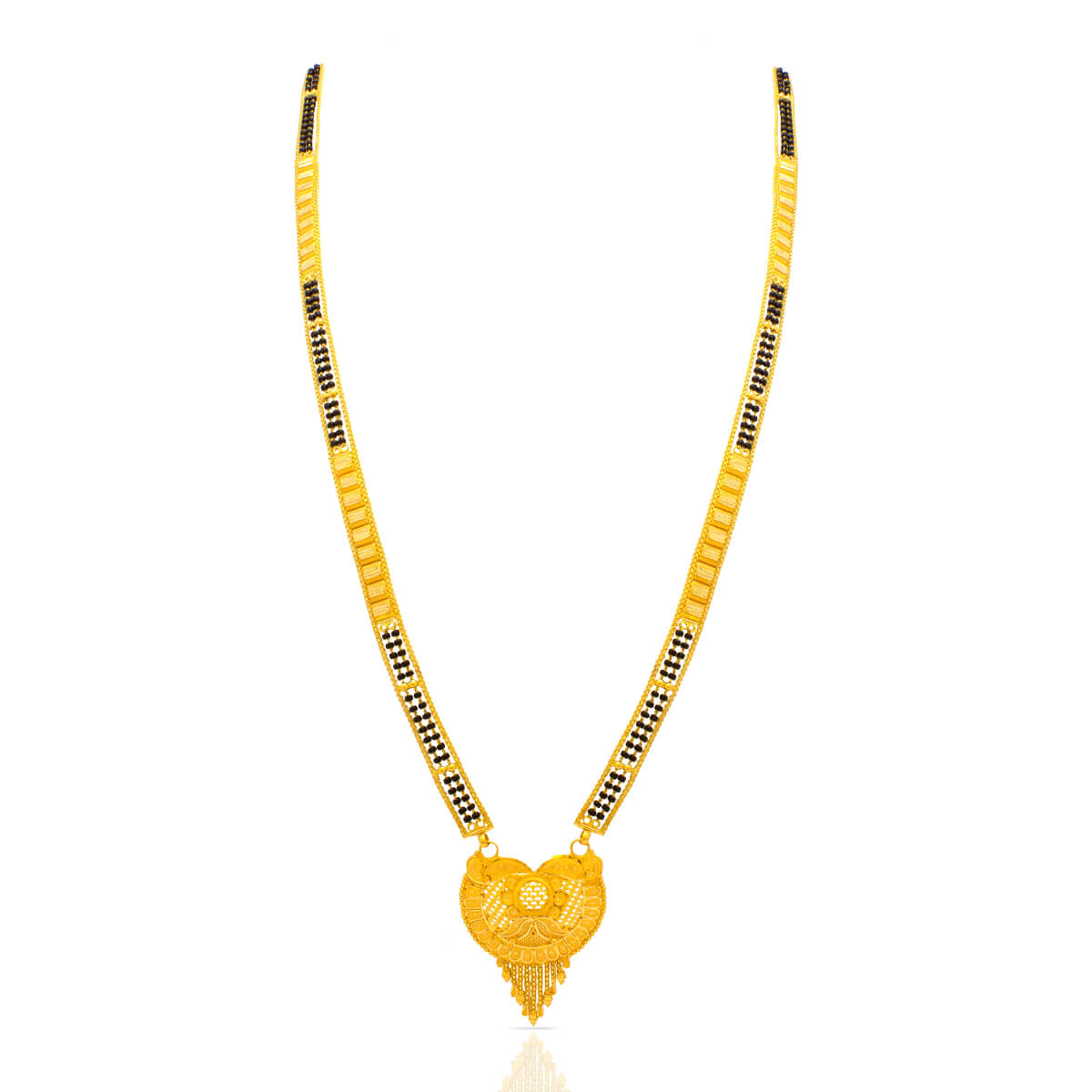 Modern Elegance Floral Long Mangalsutra in 22K Gold