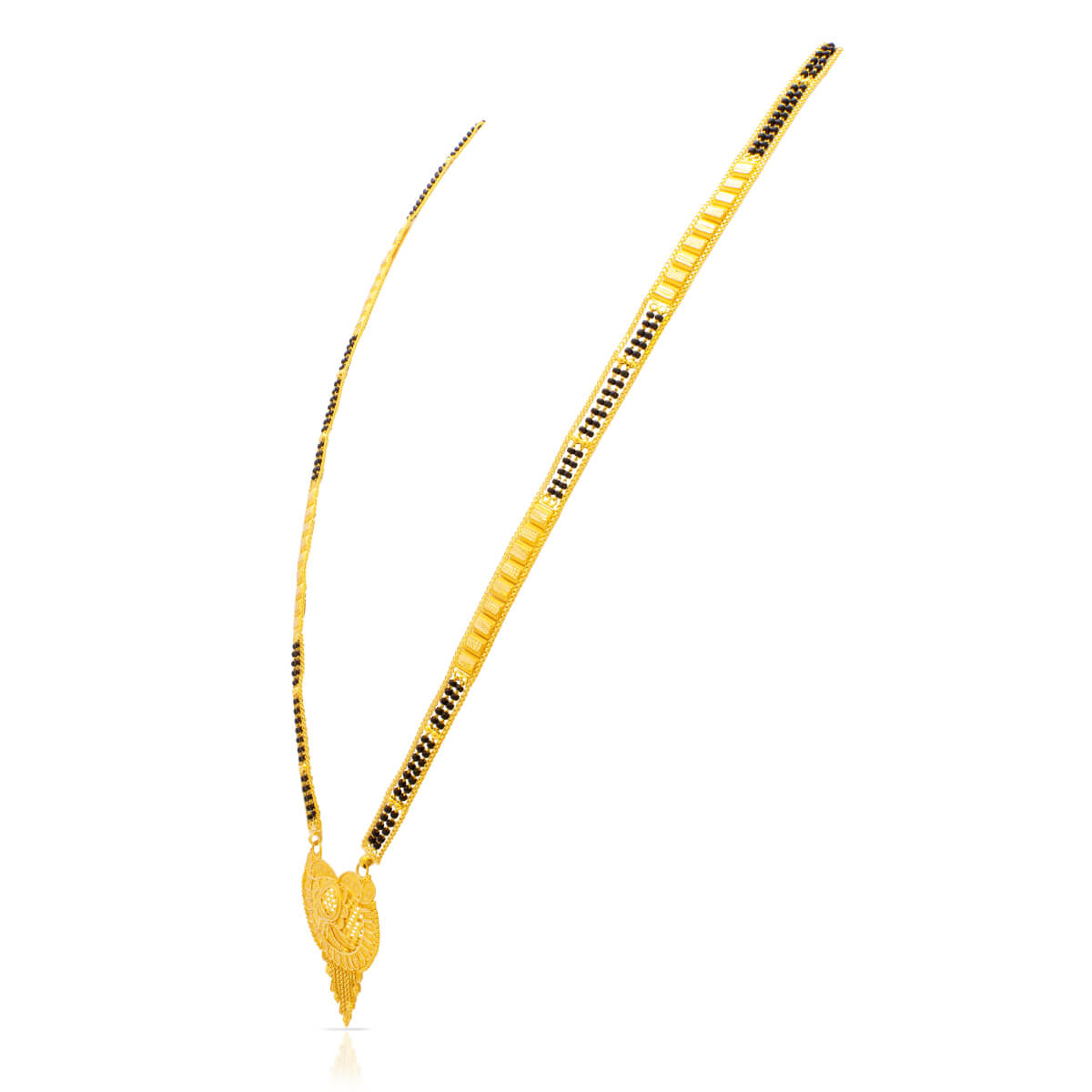 Modern Elegance Floral Long Mangalsutra in 22K Gold