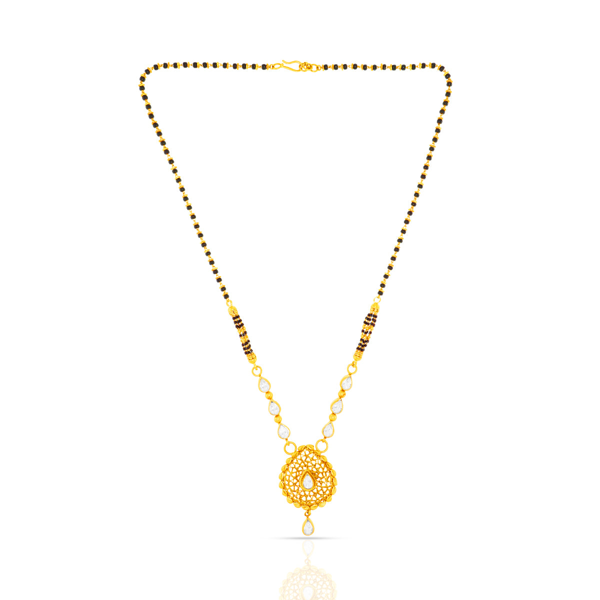 Graceful Paisley Mesh 22K Gold Short Mangalsutra