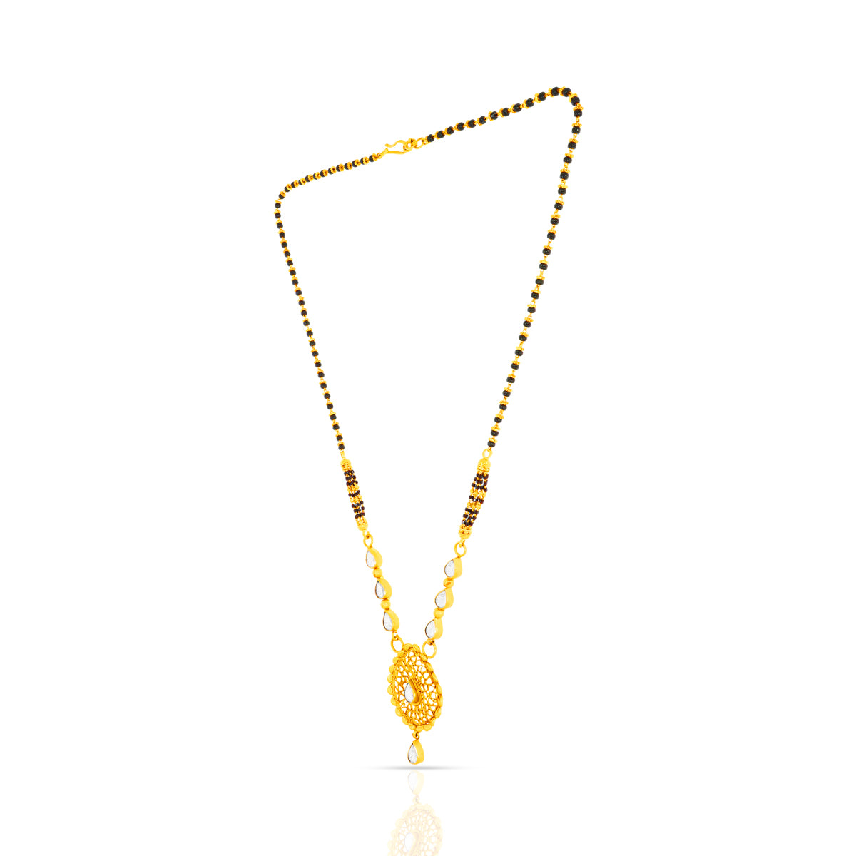 Graceful Paisley Mesh 22K Gold Short Mangalsutra