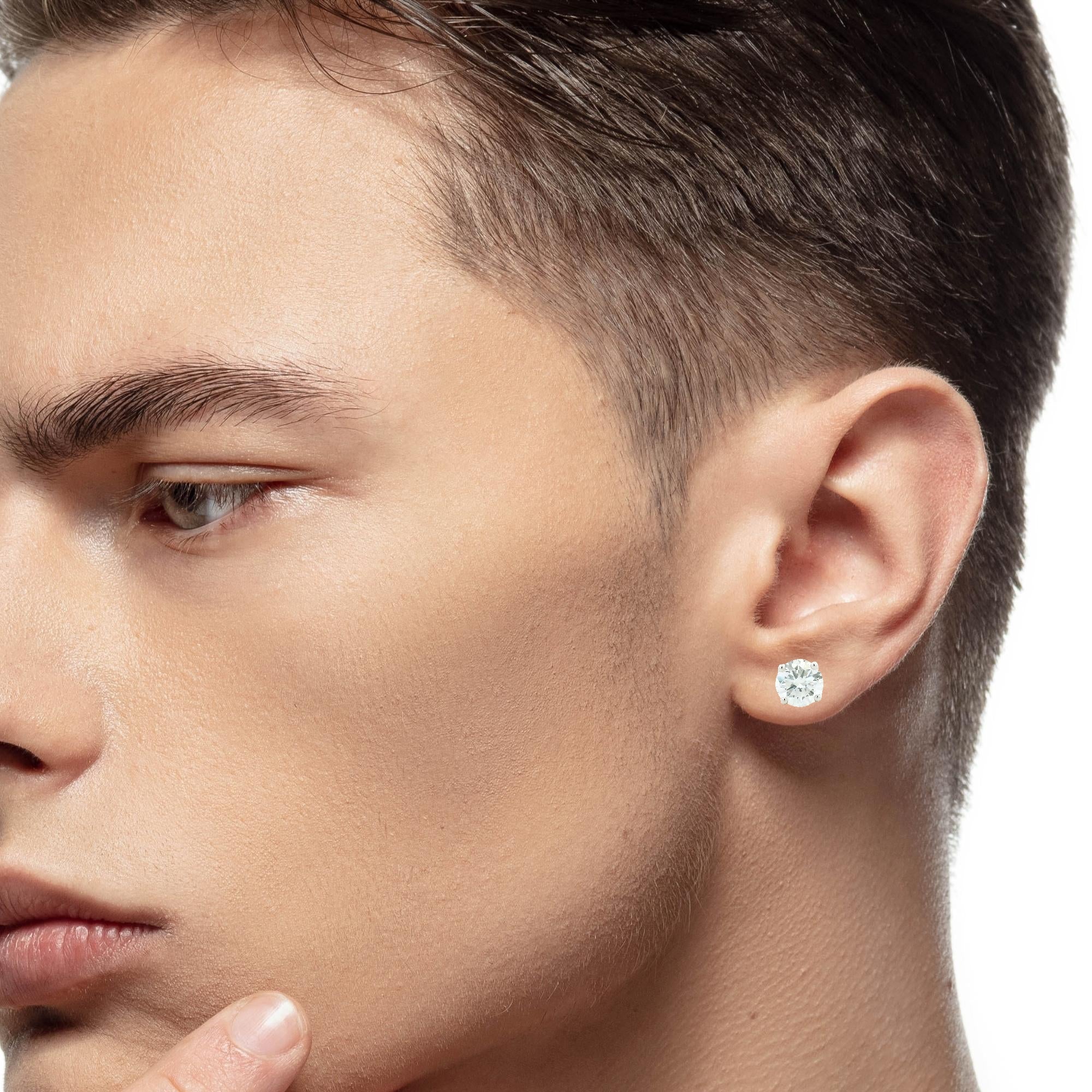 14K Lab Grown Diamond Stud For Men