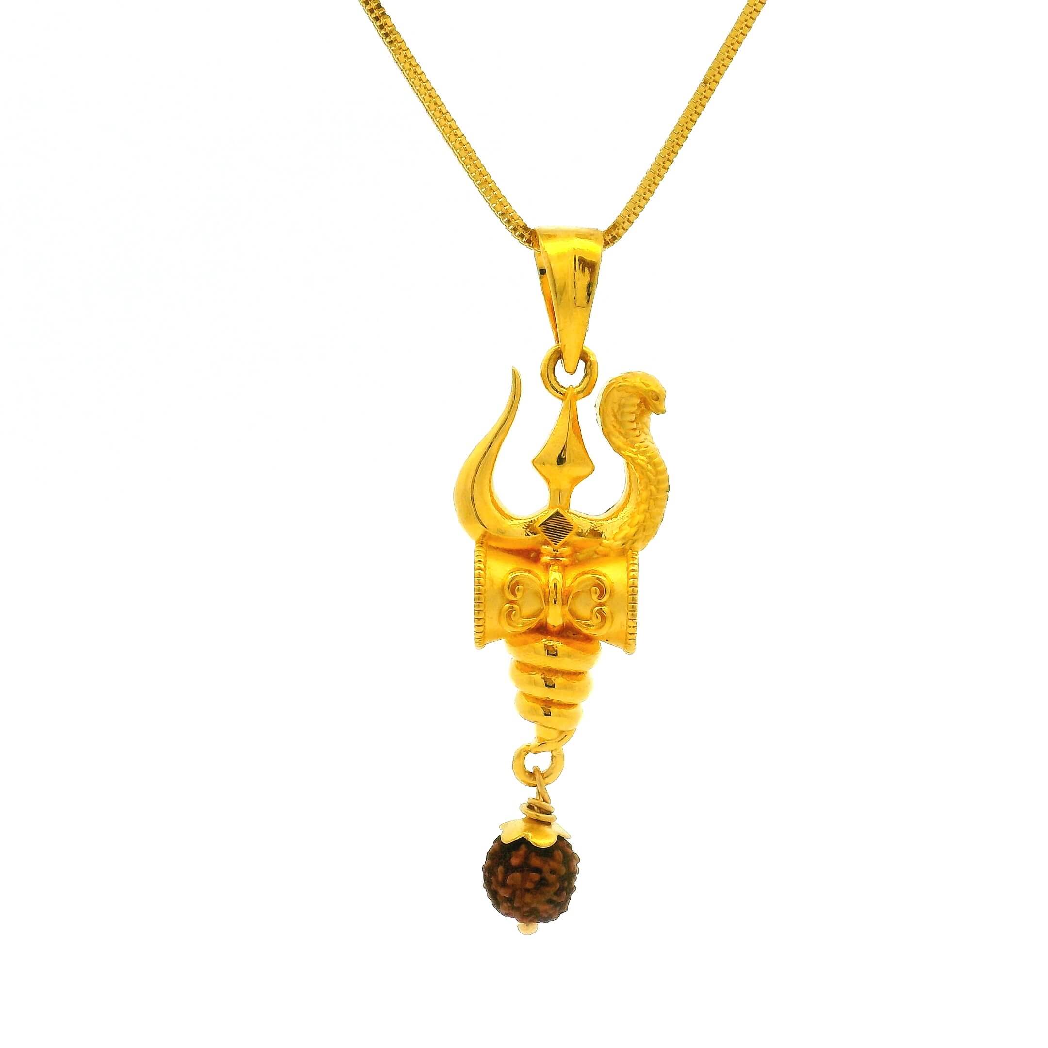 Blessed 22K Gold Trishul & Rudraksha Locket for Men