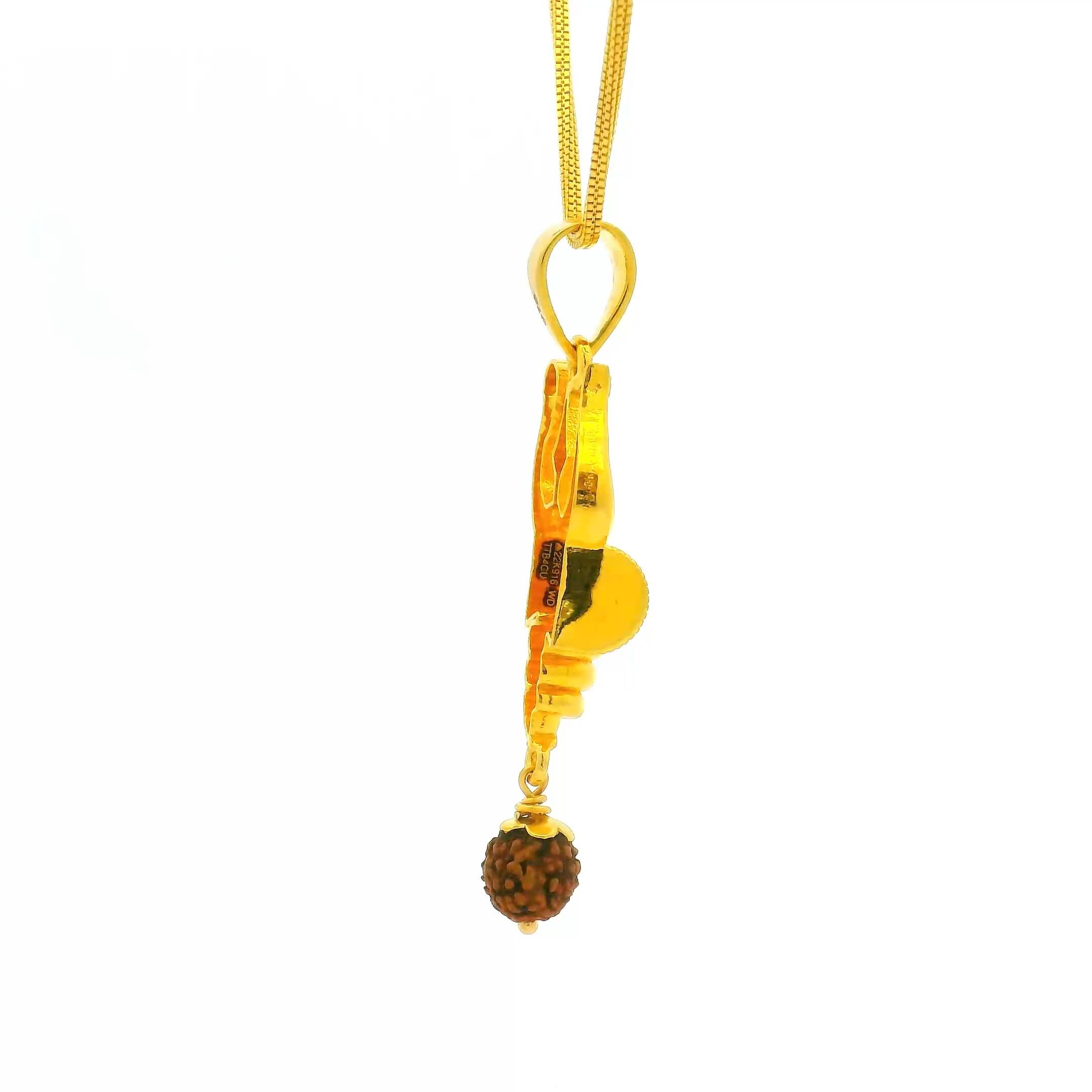 Blessed 22K Gold Trishul & Rudraksha Locket for Men