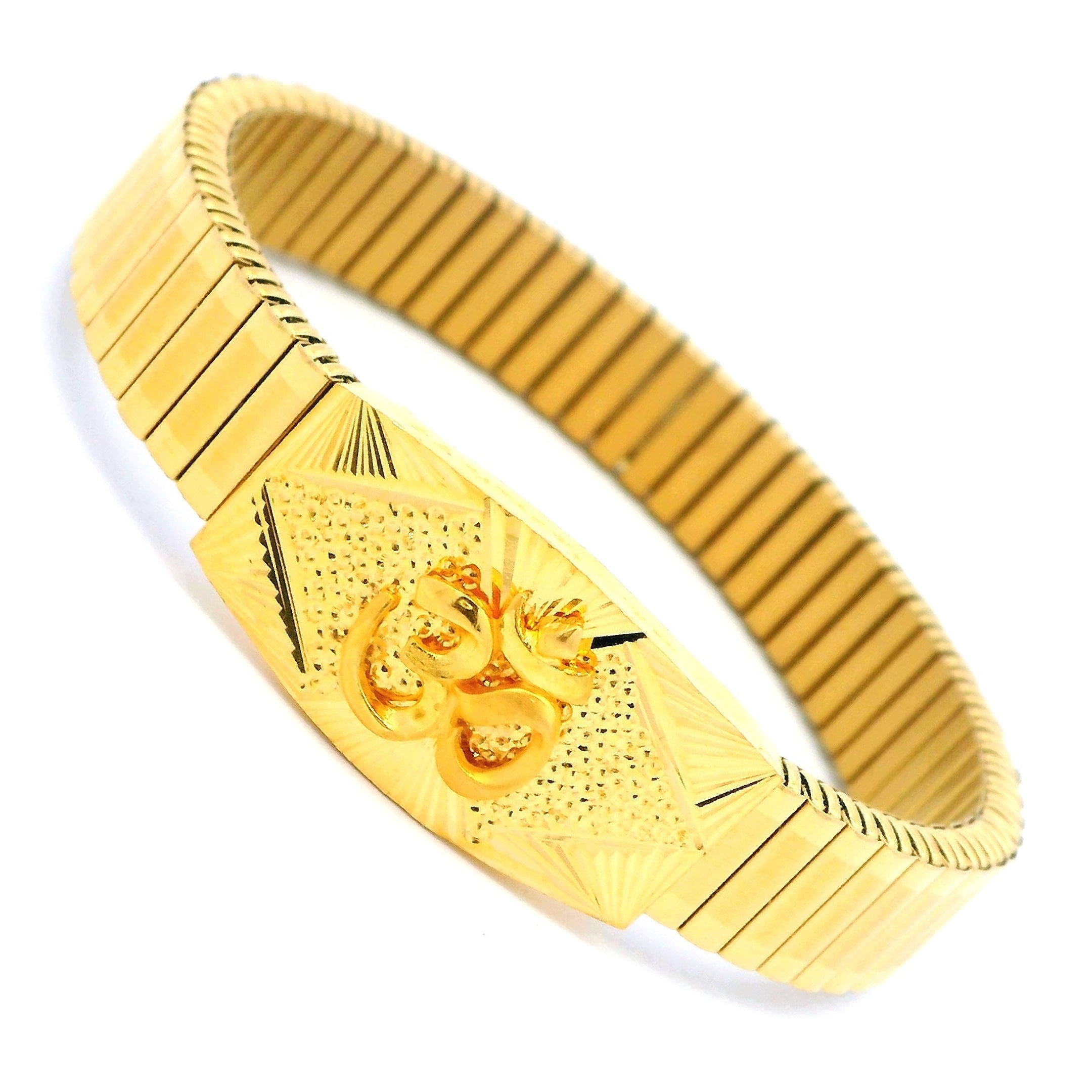 Celestial Grace 22K Gold Om Bracelet for Men