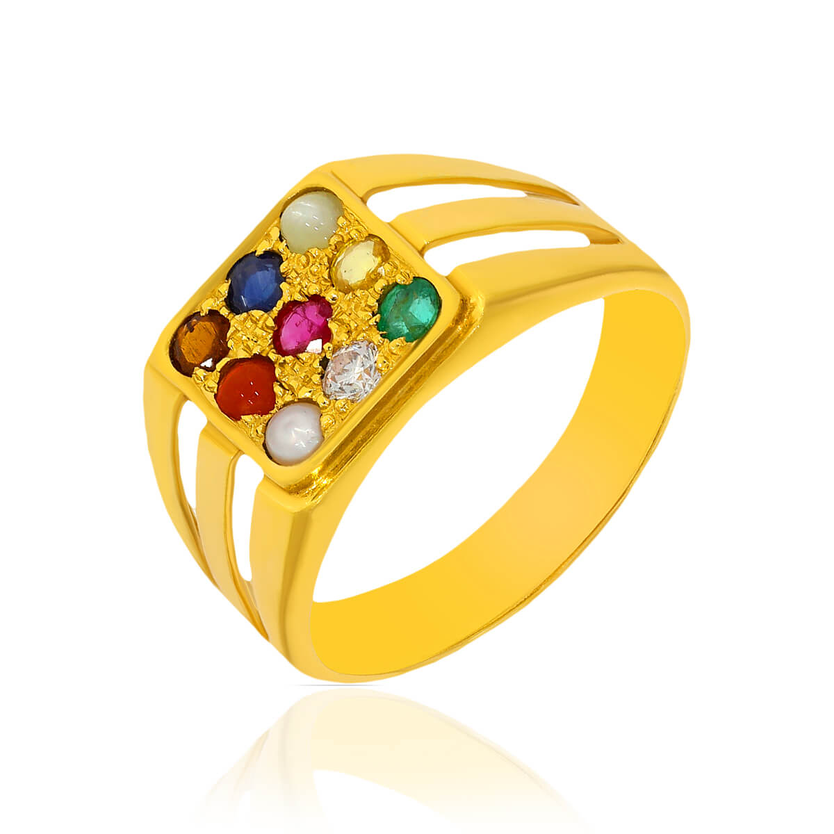 Opulent Navaratna Ring for Men 22K