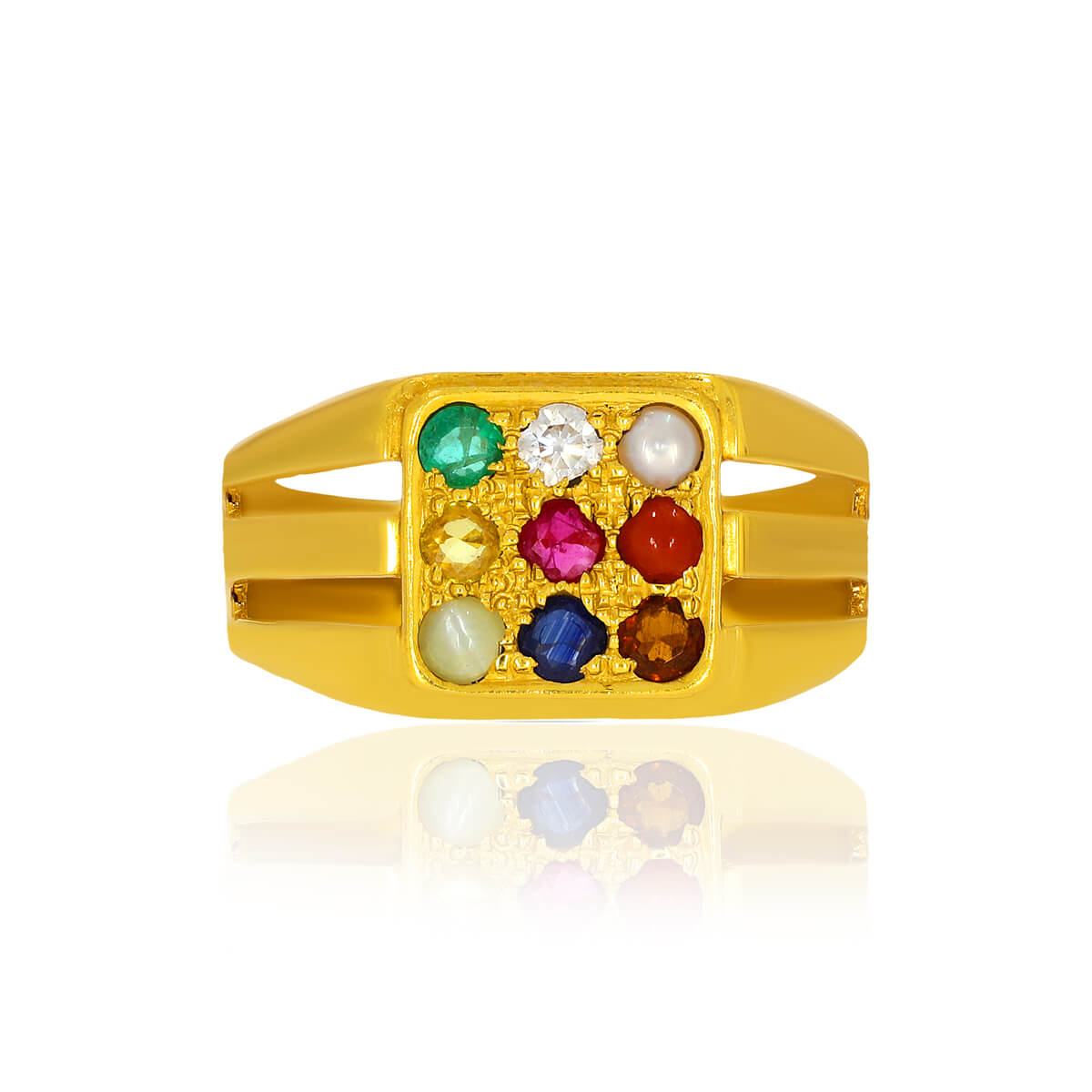 Opulent Navaratna Ring for Men 22K