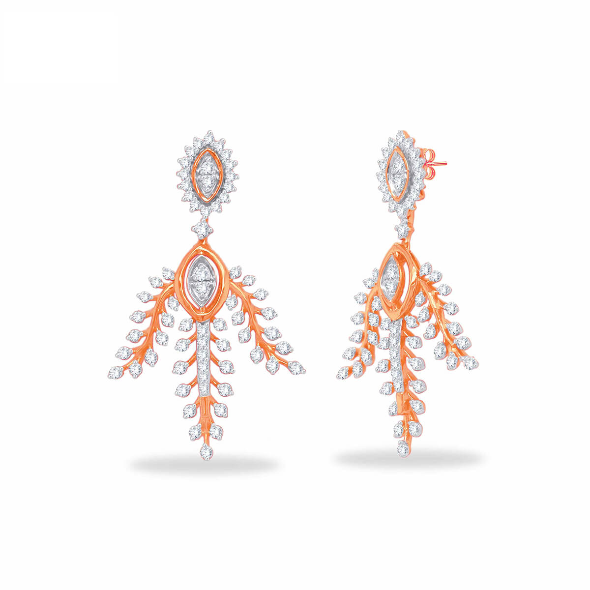Mesmerizing Leaf Motif Diamond Danglers for Elegant Glow