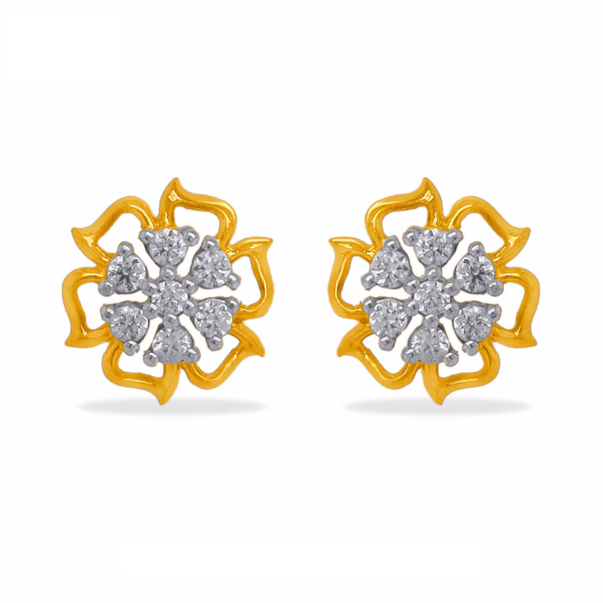 Effortlessly Charming 18K Diamond Floral Studs