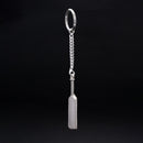 Sparkling Cricket Bat Silver Keychain